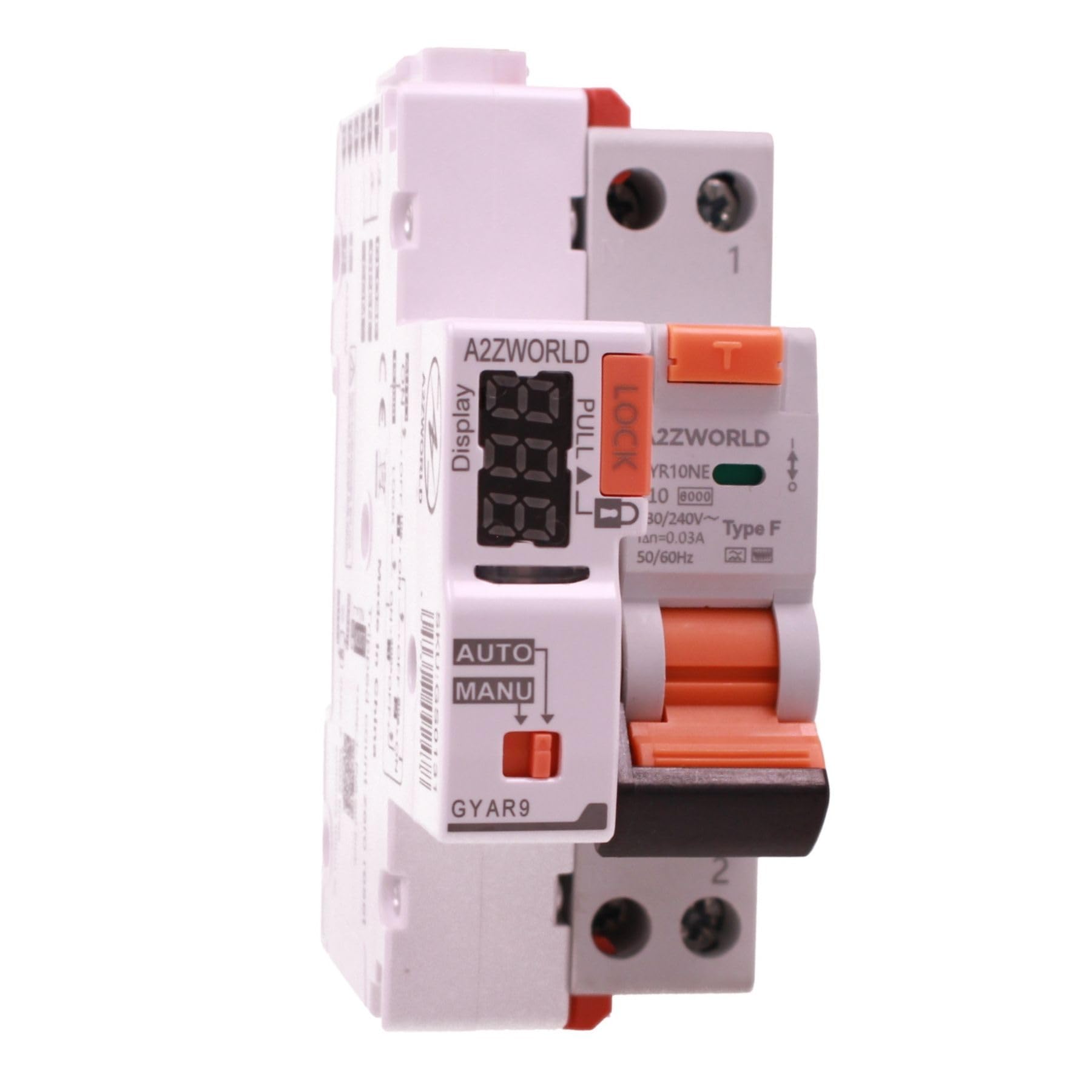 RCBO typ F cienki automatyczny reset 10A C10, wyłącznik różnicowy magnetyczny klasy F Curve C, 1P+N 6 kA 30 mA, łącznie 2 moduły DIN, resetowalny 3 razy (10s 60s 300s)