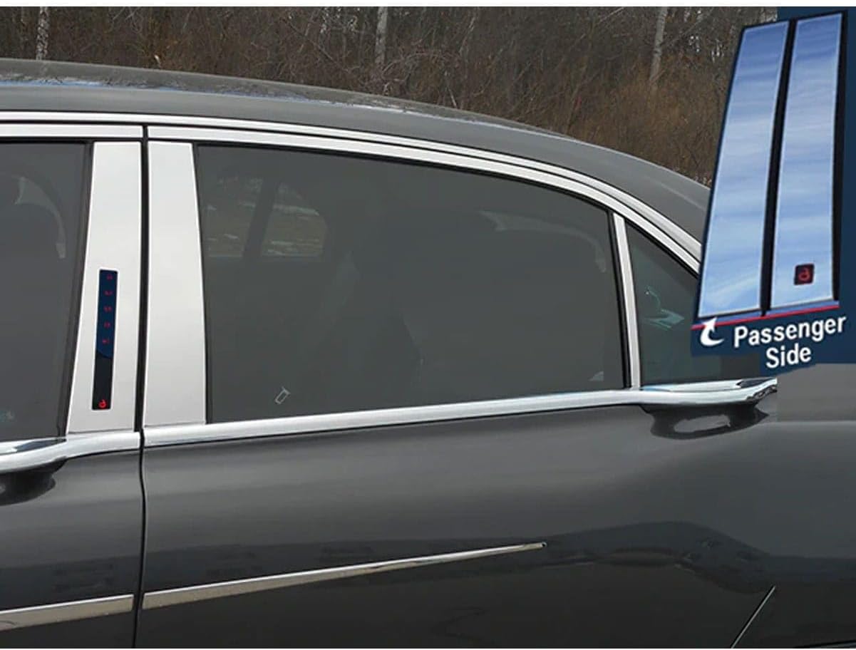 QAA is Compatible with 2017-2020 Lincoln Continental 6 Piece Stainless Pillar Post Trim PP57681