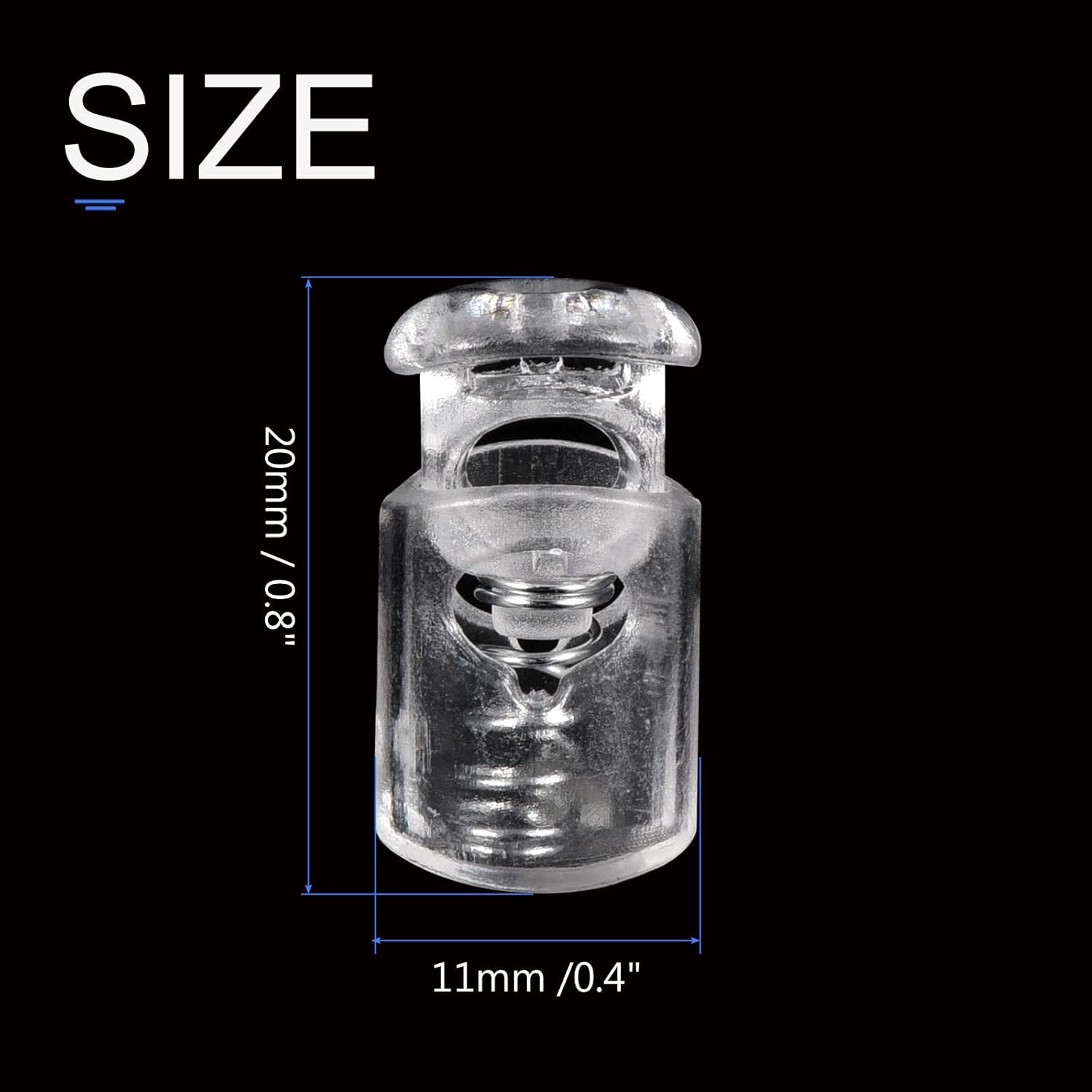 METALLIXITY Plastic Cord Locks (0.2") 50pcs, Double Hole Spring Loaded Clamps Drawstring Rope Cord Locks Toggles Buckle Stoppers for Drawstring Shoelaces Clothing, Clear - Image 2