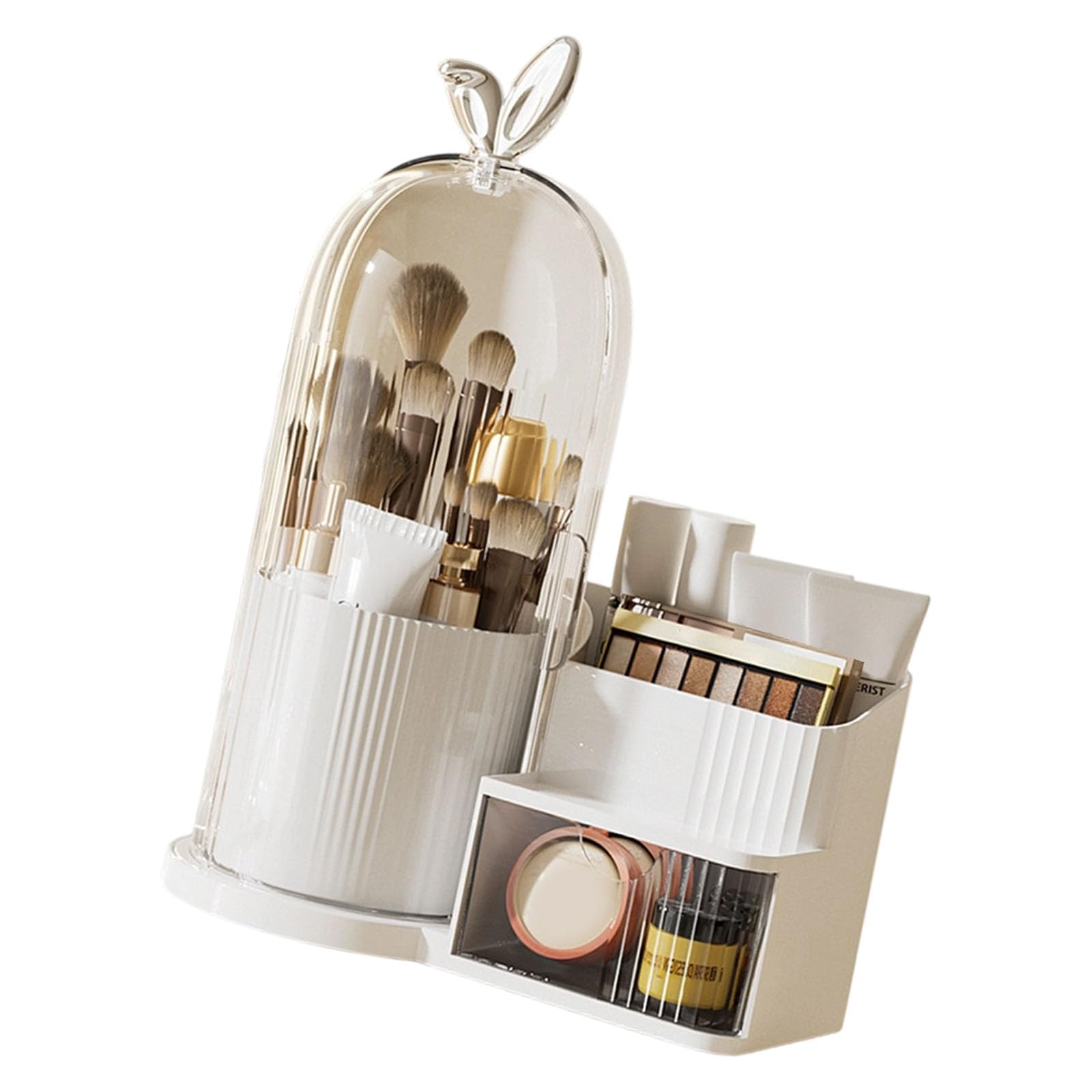 CAZSTYK Portable Rotating Desktop Storage Box Featuring Carry Handle for Easy Transport of Makeup ABS Storage