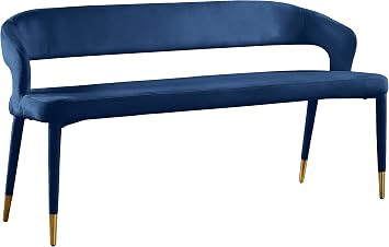 Meridian Furniture 582Navy Destiny Collection Modern | Contemporary Upholstered Rounded Back Bench, Navy, 58.5" W x 21" D x 30" H