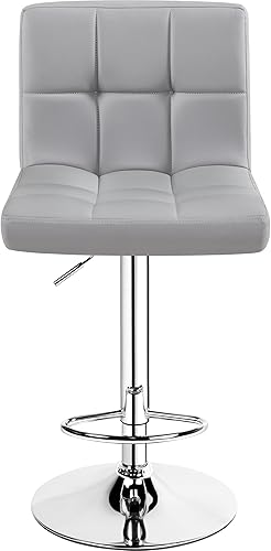 Miniatura 24 de Topeakmart Taburetes de bar modernos de altura ajustable, taburete giratorio de piel sintética, silla trasera de isla de cocina, taburete giratorio