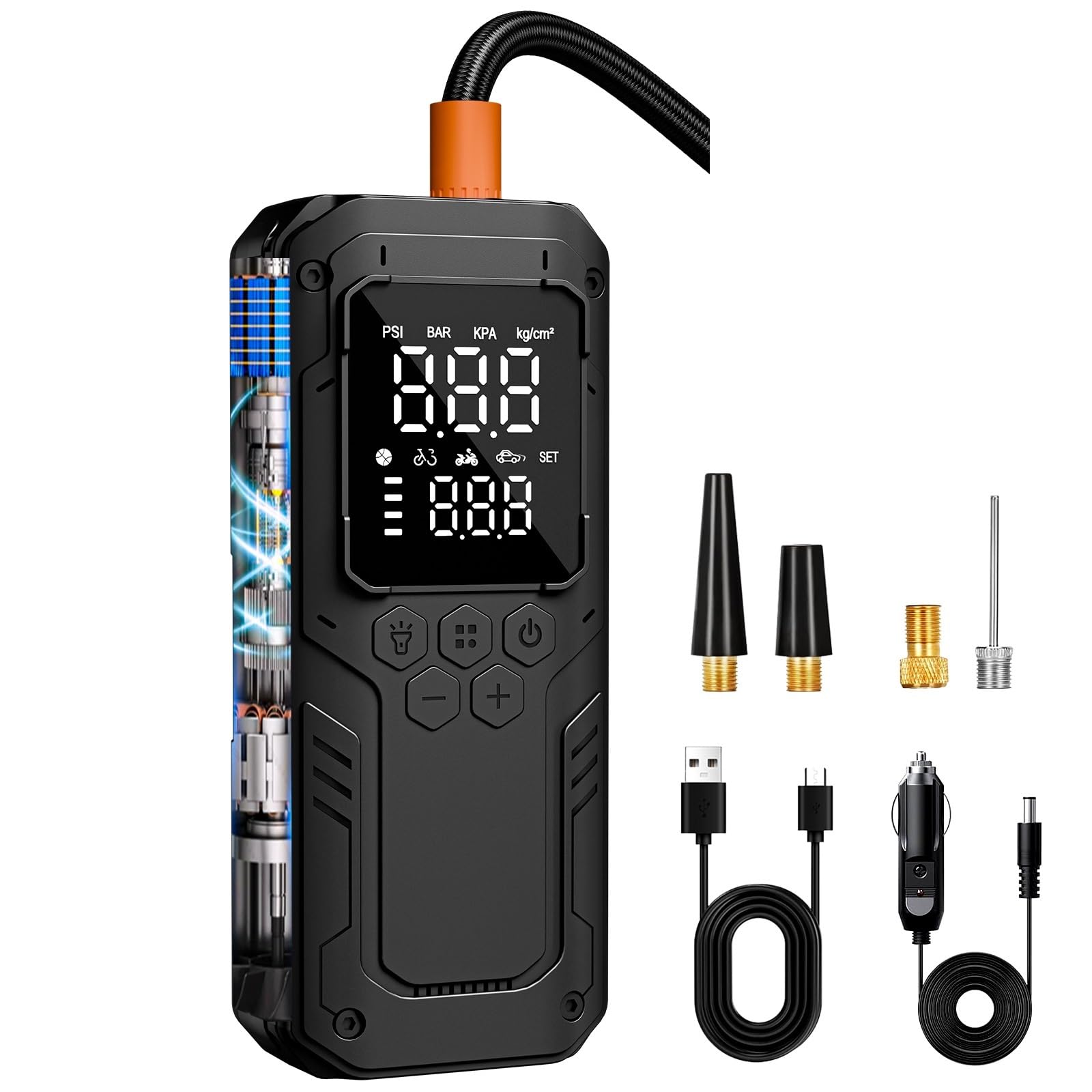 Inflador Ruedas Coche Inflador de neumáticos de coche portátil, compresor de aire de 150 PSI, bomba de aire inalámbrica para coches, motocicletas, pelota de bicicleta Compresores de aire portátiles