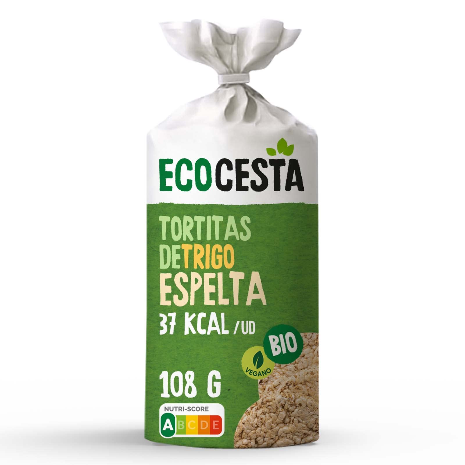Ecocesta - Pack de 12 Unidades de 108 g de Tortitas Ecológicas de Trigo Espelta Integral - Sin Azúcar Añadido - Aptas para Veganos - Rica Fuente de Proteínas
