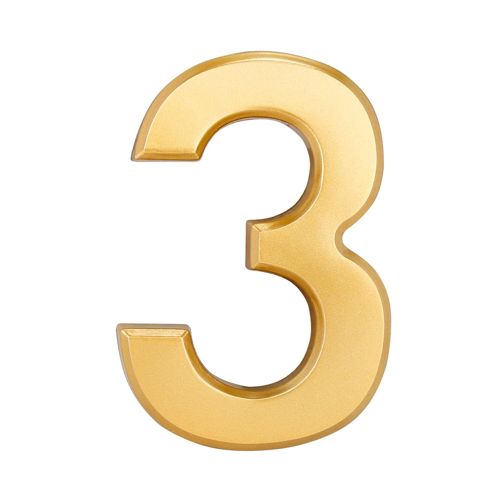 32nd Gold Effect ABS Plastic Door Number with Self Adhesive Back 7.5CM - Gold - 3