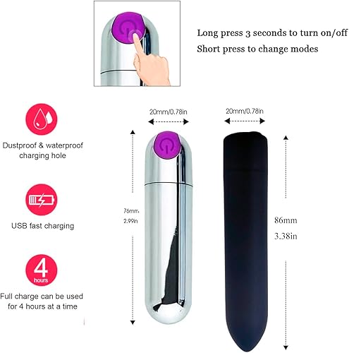 Miniatura 5 de Mini juguete sensorial de 10 velocidades potentes para mujeres, portátil de mano recargable por USB, impermeable, juguetes para mujeres (paquete de