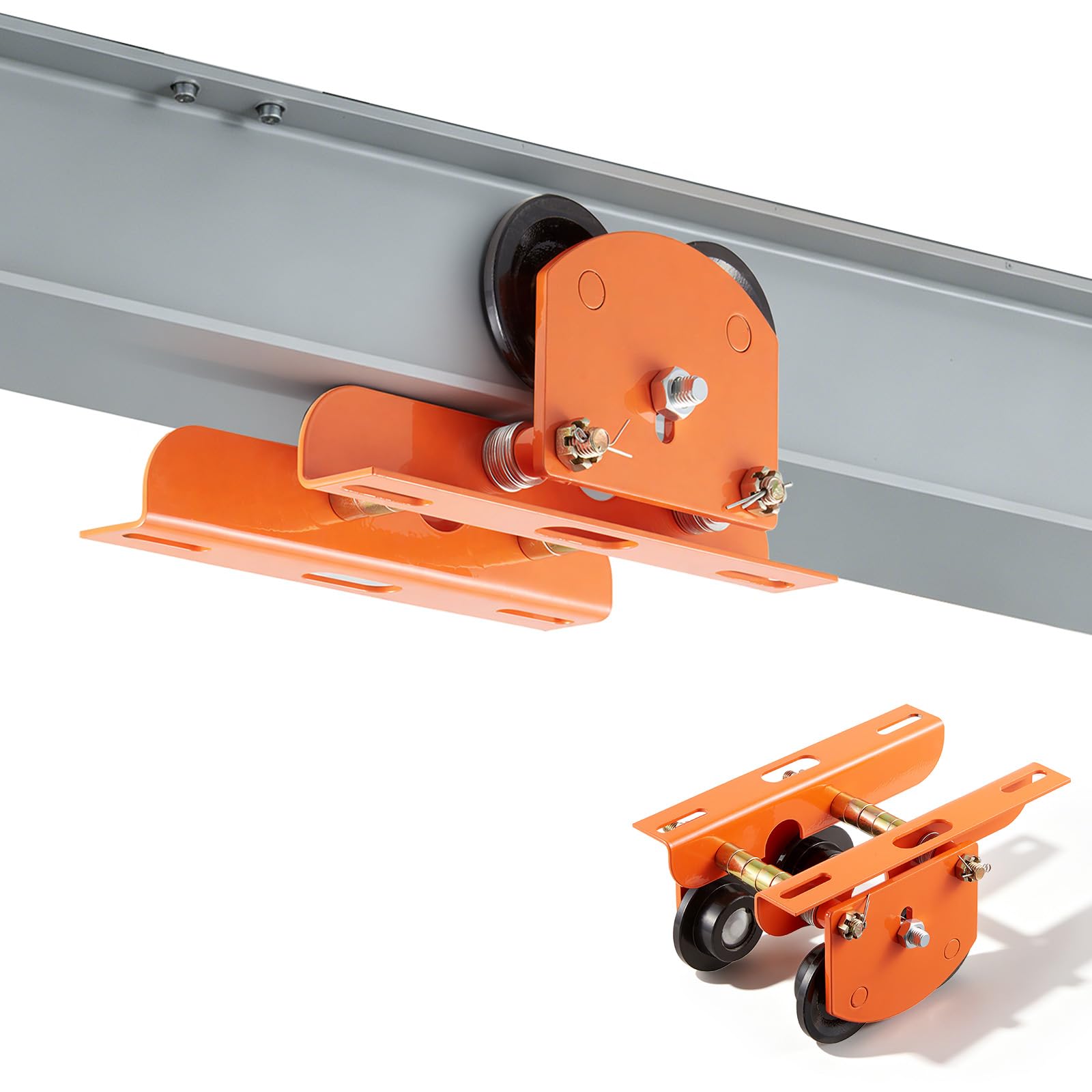 VEVOR Carrello per Trave a I, Carico 0,5 T, Larghezza Regolabile 68–110 mm, Carrello a Spinta per Paranco Elettrico a Doppia Ruota Scorrevole, Adatto per PA200–PA500, per Travi a I Dritte e Curve