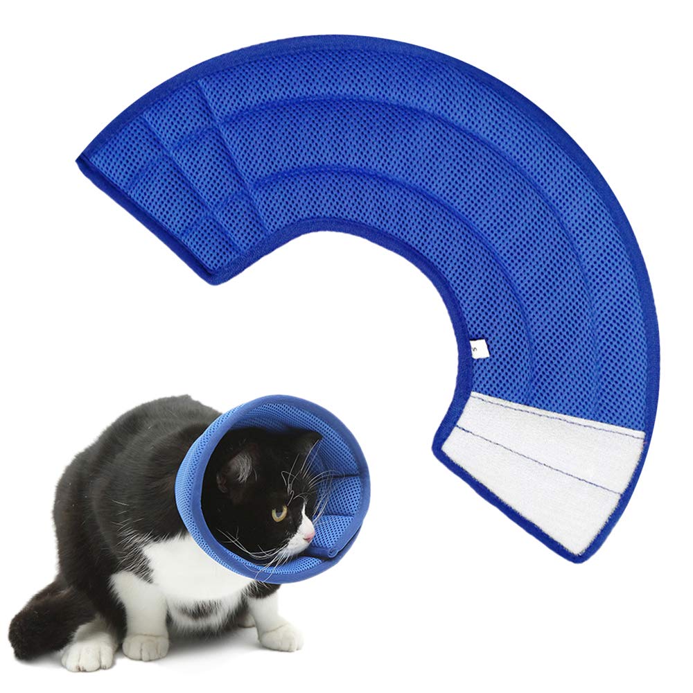 Genesungshalsband Für Hunde/Katzen — Atmungsaktives Netz, Verstellbar, Schützt Vor Lecken & Beißen, Blau/grau