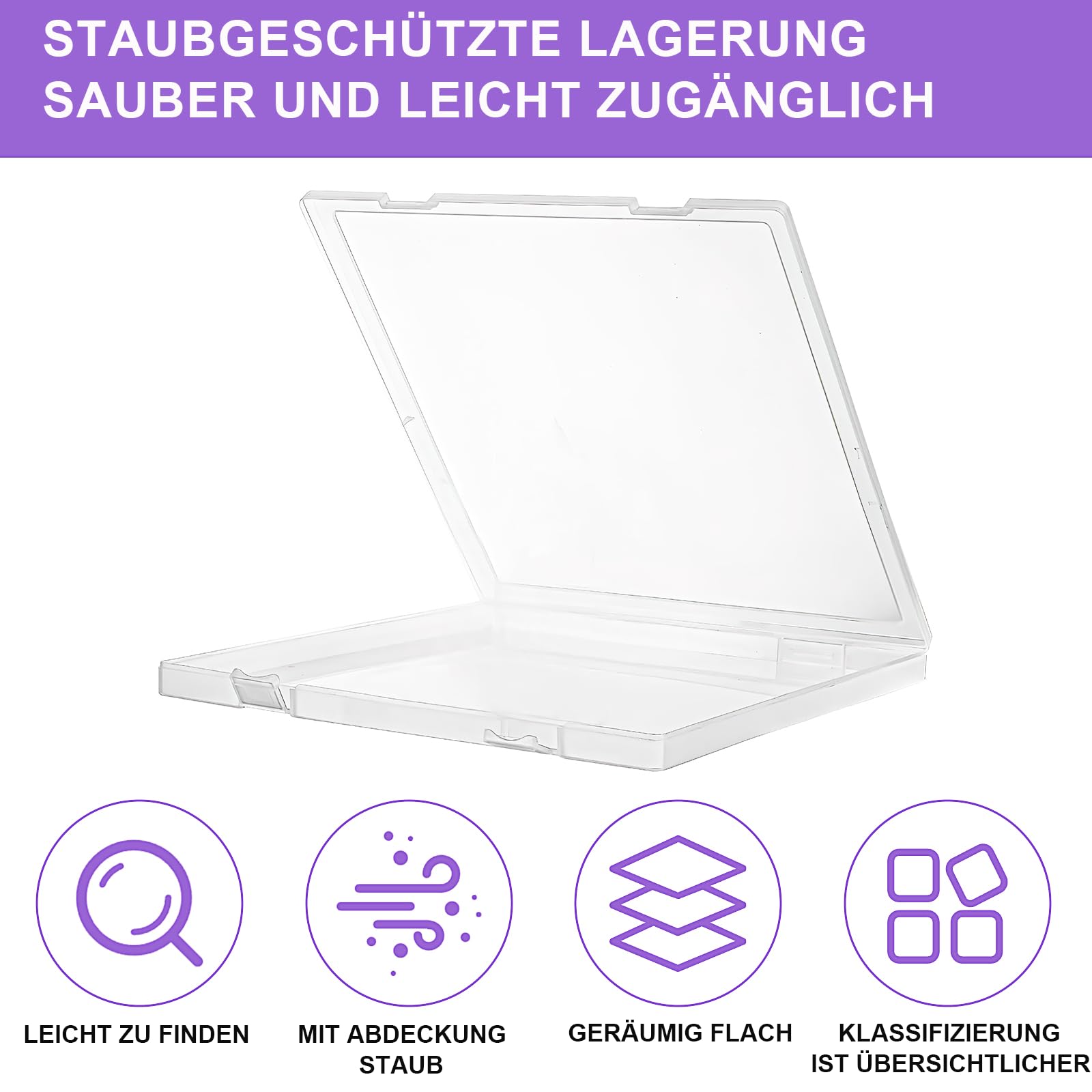 6 Stück Archivbox A4 Transparent Aufbewahrungsbox mit Deckel Dokumentenbox Flach aus Kunststoff Tragbare Durchsichtige Organizer für Dokumente, Briefe, Sammelalben, Zeitschriften