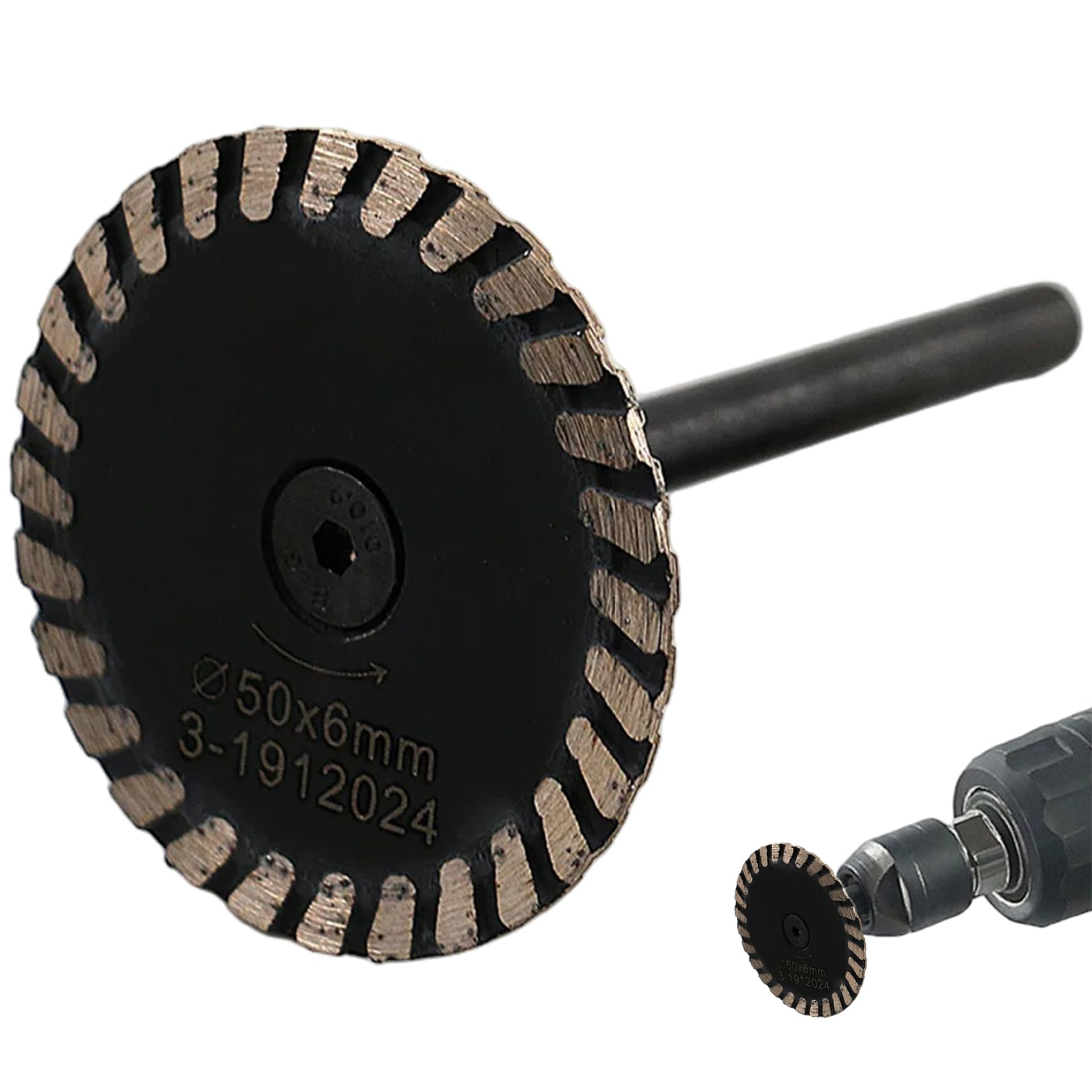 50mm/2inch Small Sturdy Diamond Saw Blade with Handle, Engraving Cutting Disc Rotary Tool Accessory for Concrete Granite Sandstone, Cutting