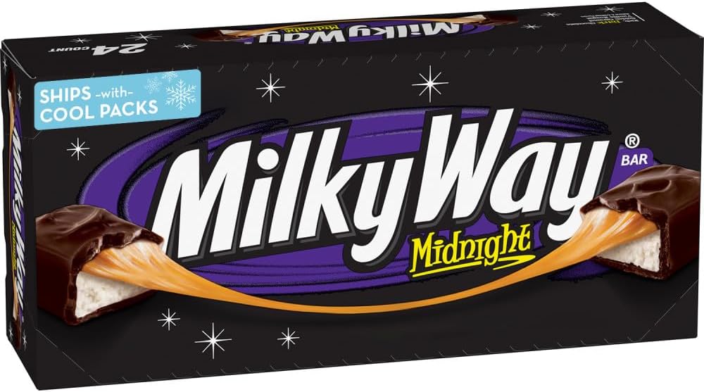 Dark Chocolate Candy Bars, Midnight Dark, Full Size, 1.76 oz (Pack of 24) Chocolate Bars Bulk