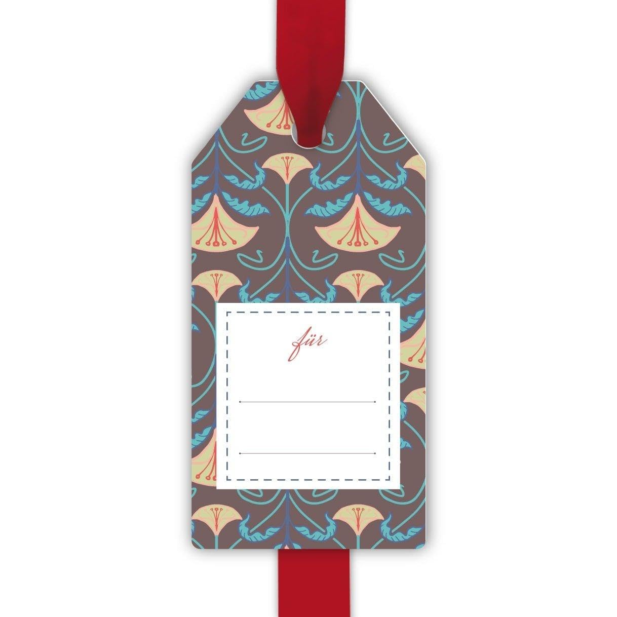 Kartenkaufrausch 80 elegante, braune, Jugendstil Geschenkanhänger Papieranhänger Hängeetiketten auch für Weihnachten mit Blüten zum Beschriften • geschenk dekoration set für schönes schenken
