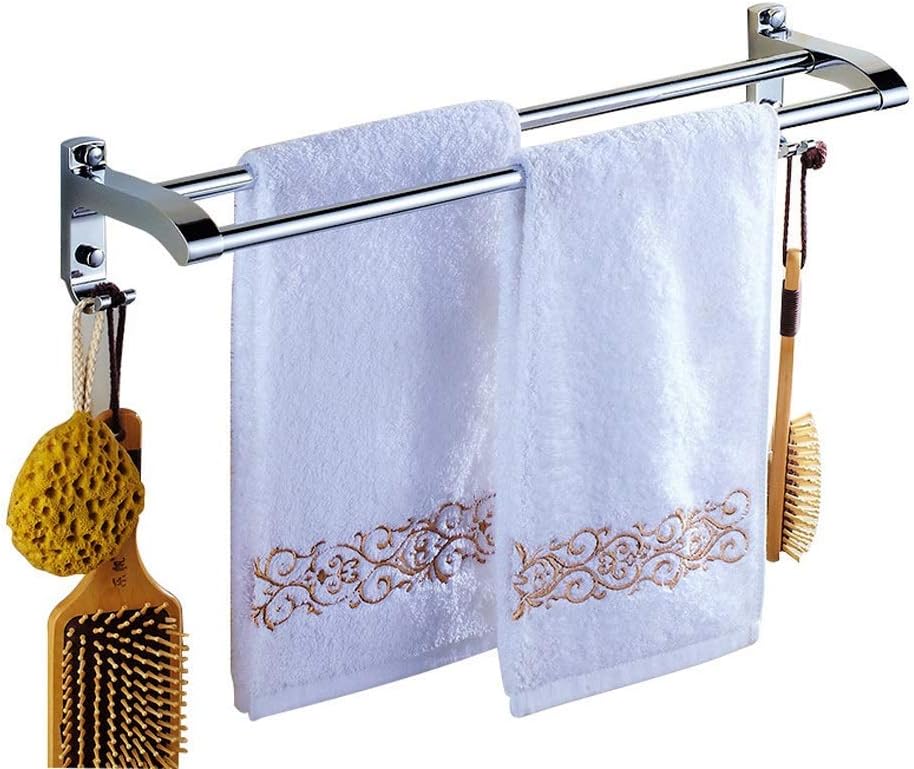 Stainless Steel Tower Hanger Double Pole Kitchen and Bathroom Towel Rack Hardware Bathroom Storage Wall Hanger Multi-Function Kitchen (30-100cm) Towel Rack (Size : 100cm) (60cm)