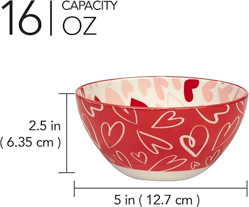 Miniatura 4 de Cerified International Certified International - Juego de 6 cuencos multiusos de 5 pulgadas para el Día de San Valentín, multicolor