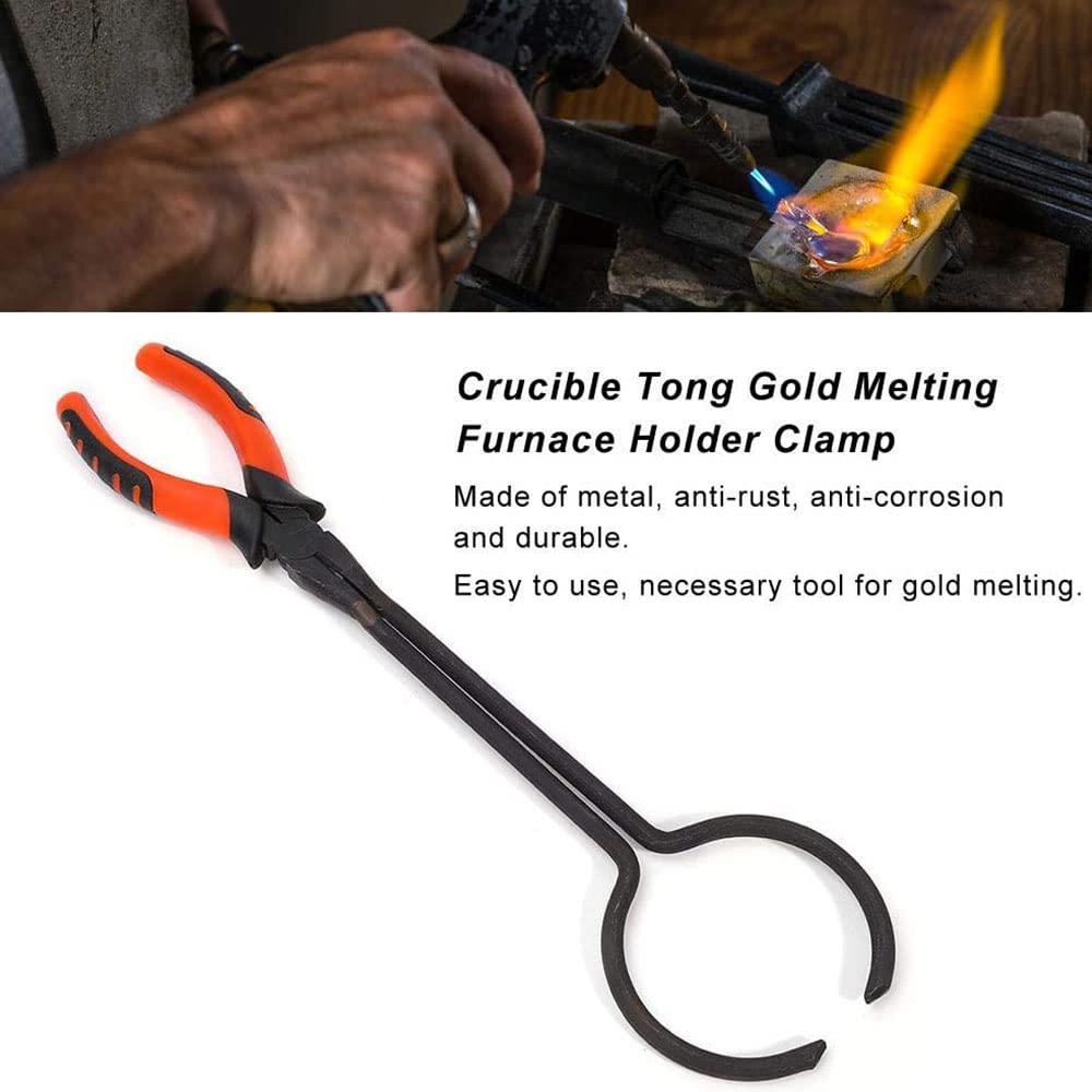 Salmue Crucible Tong Gold Melting Furnace Holder Clamp, 13" Steel Crucible Tong Gold Melting Furnace Holder Clamp, Crucible Tongs for Casting Precious Metals Jewelry Making Tool - Image 2