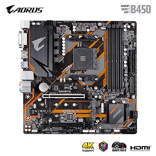 Image of GIGABYTE B450M AORUS Elite Motherboard with Hybrid Digital PWM, 4 * DDR4 DIMMs, Dual NVMe PCIe Gen3 M.2, GIGABYTE Gaming LAN.