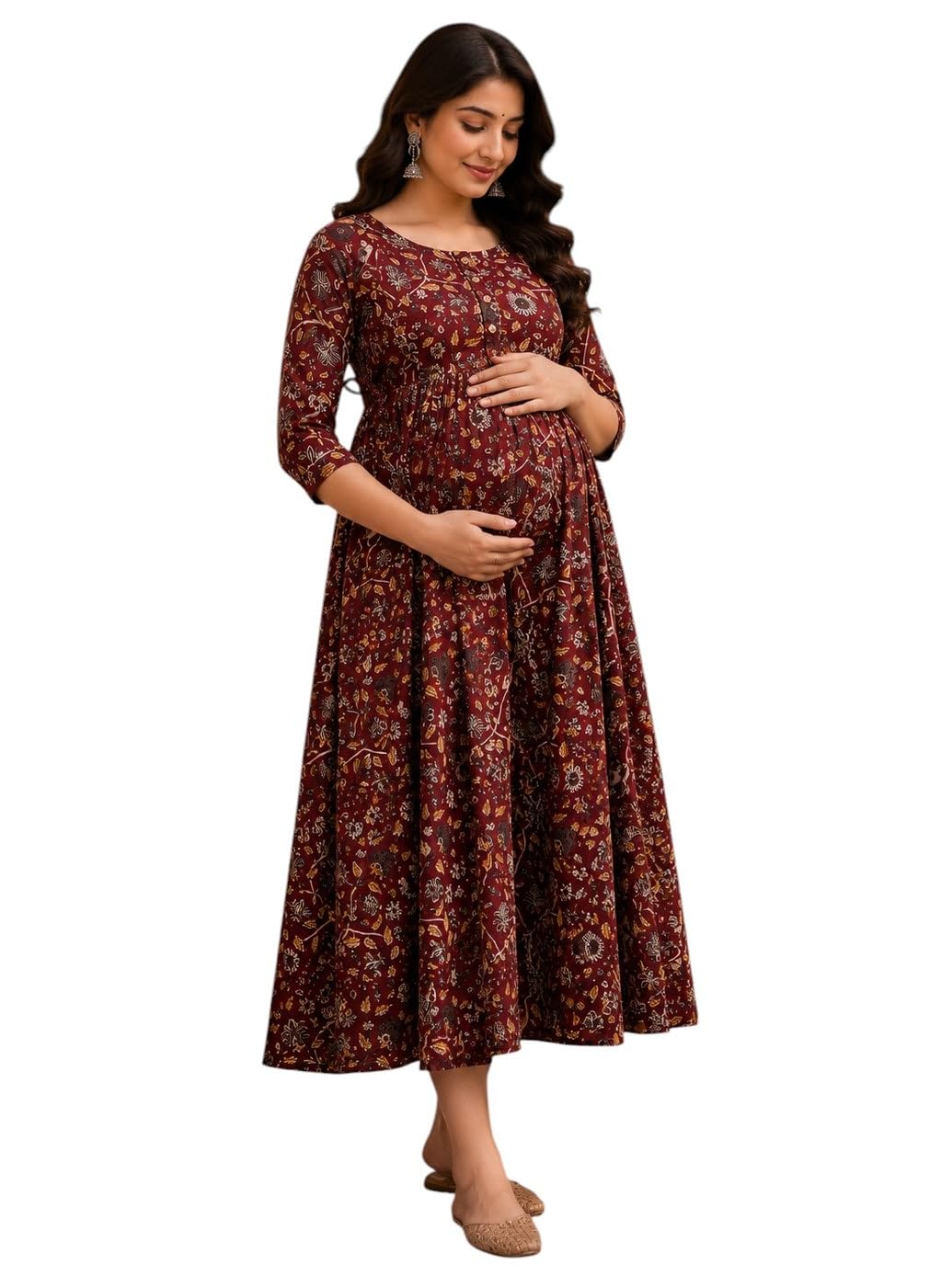 Women’s Maternity Feeding Kurti Cotton | Nursing Dress with Hidden Zip | Printed Pregnancy & Breastfeeding Wear for Women-picture-32