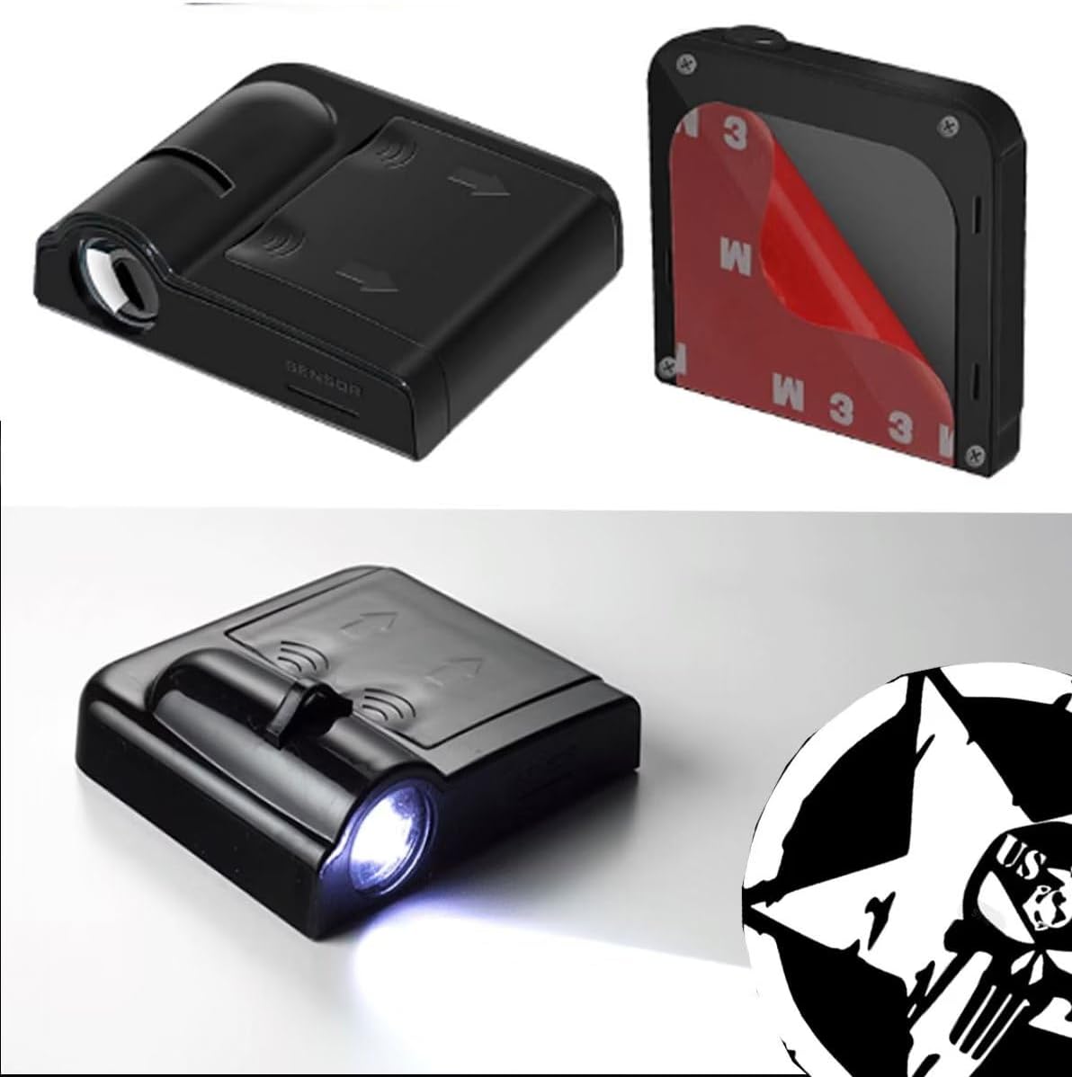 2Pcs fit for USMC Car Door Lights Logo Projectors,Wireless