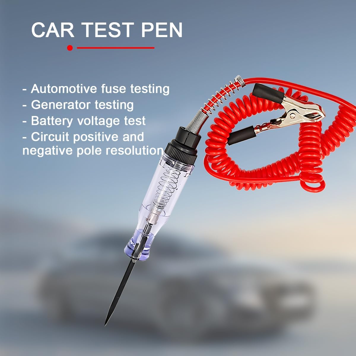 Bittwee Car Test Light, 6V-24V LED Auto Circuit Electric Tester Pen with Light for Continuity Voltage Fuse Light Tester with Sharp Probe Alligator Clip, Universal for SUV Truck RV Sedan