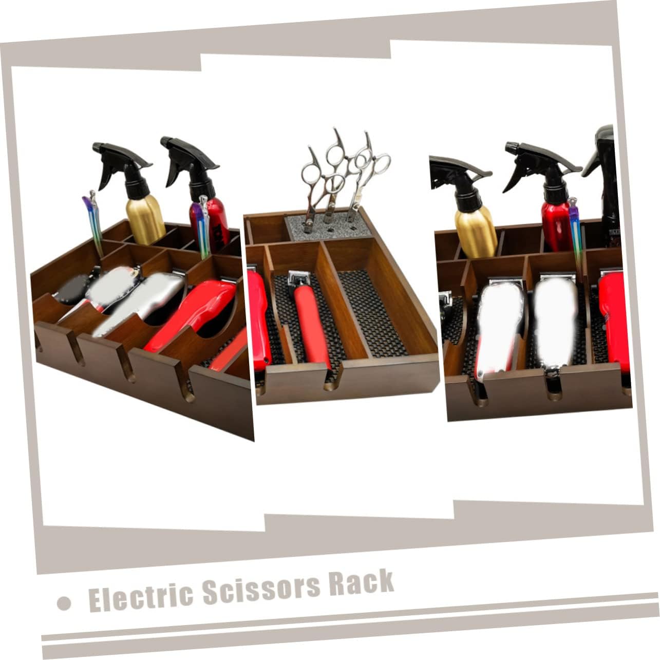 Wooden Hair Clipper Storage Tray Practical Organizer for Hairdressing Tools Elegant Design Lightweight Durable for Professional Salons and Home Use