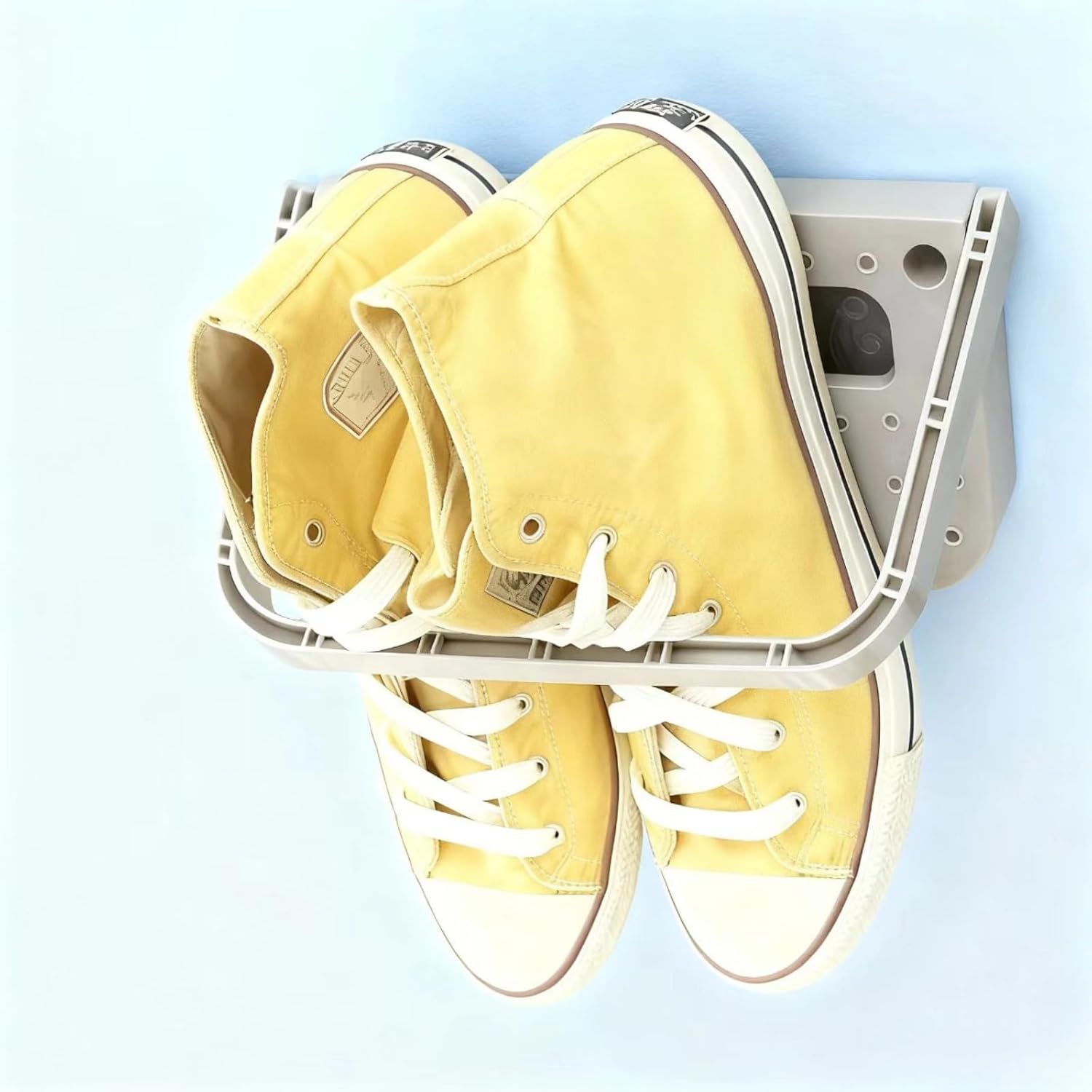 6 Pcs Shoes Organizer, Wall Mounted, With Adhesive Strips, Gray Plastic, No Drilling Required, Home & Dormitory Storage