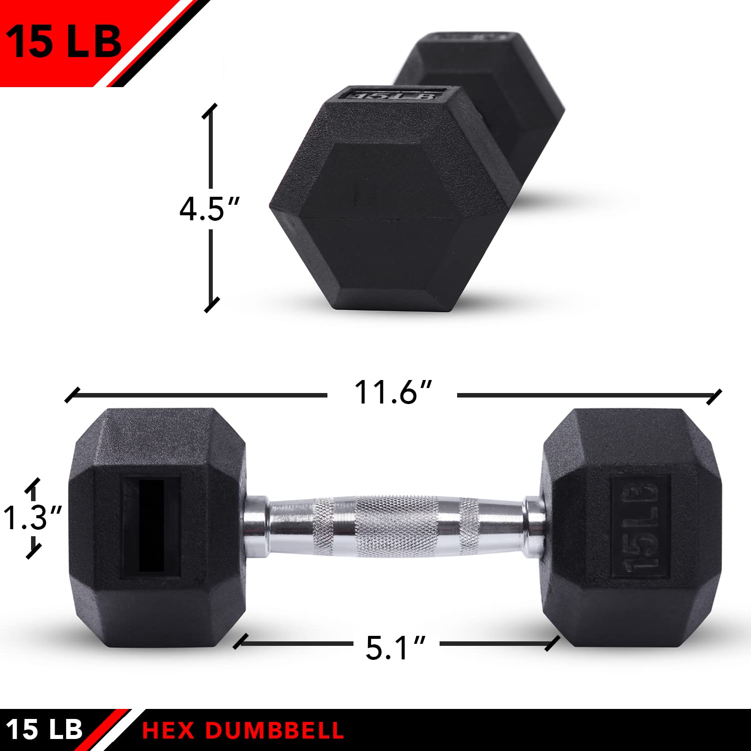 JFIT Gumowe hantle sześciokątne - 8 opcji rozmiarów - główki w kształcie sześciokątnym zapobiegają toczeniu się i urazom - ergonomiczne obciążniki dłoni do ćwiczeń, mięśni i treningu siłowego