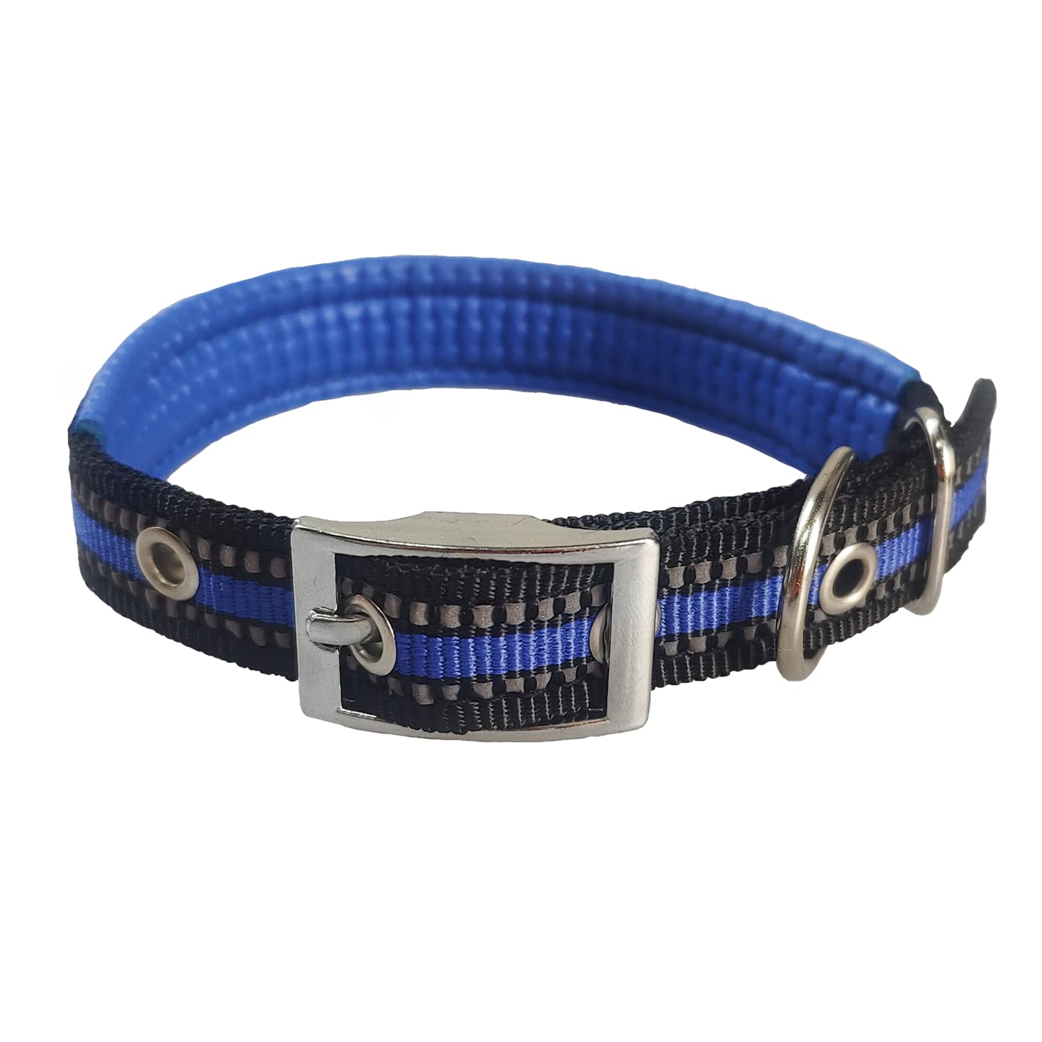 Sunny Sand Sea Sport Dog Collar Sturdy Flat Buckle Glow in The Dark Antistatic Foam Nylon Pet Collars Adjustable Personalized Training Collar for Small/Medium/Large Dogs (L, Blue)
