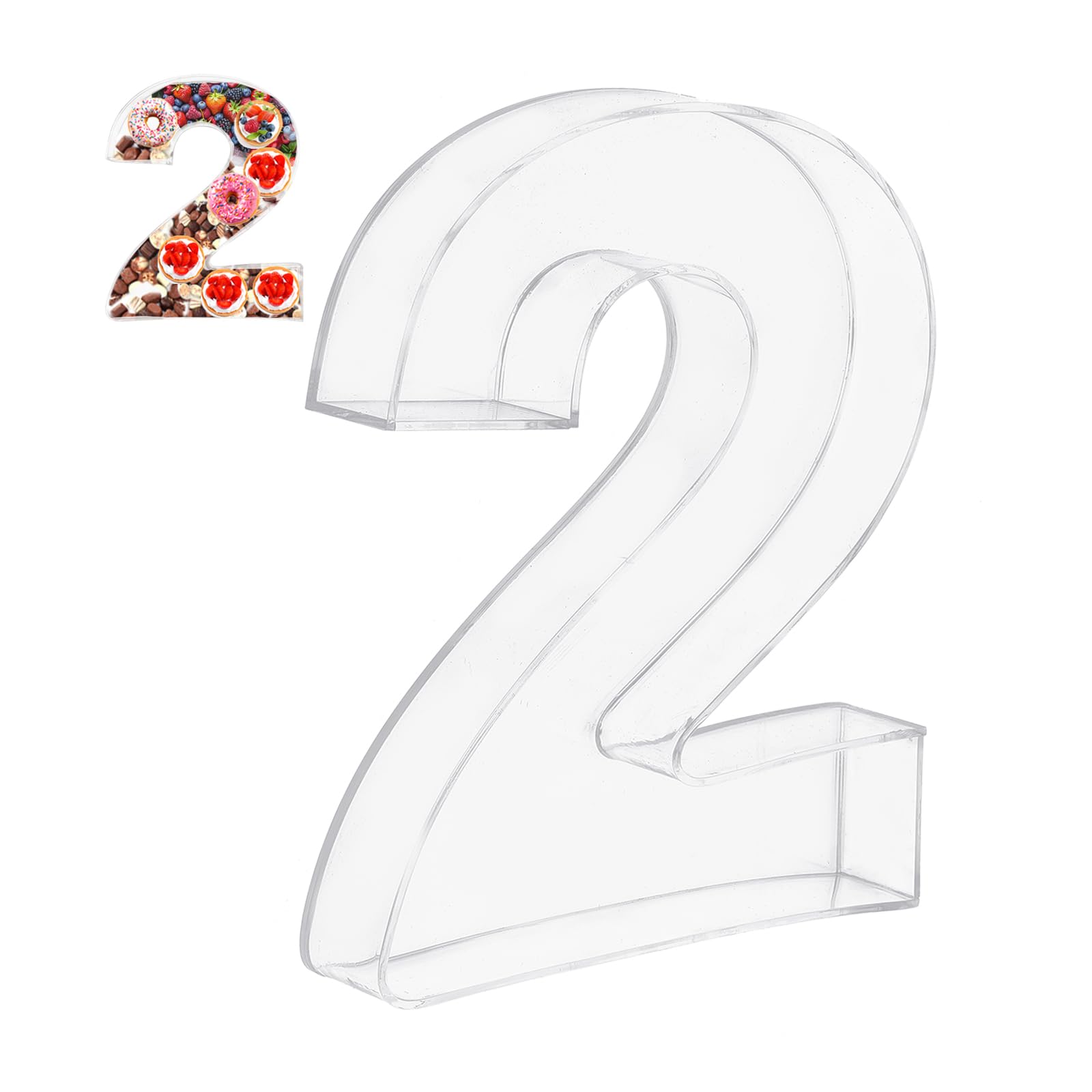 PATIKIL 10" Acrylic Number Box 2, Reusable Display Fillable Tray Container for Charcuterie Mache Chocolate Candy Birthday Party Anniversary Decorations, Clear