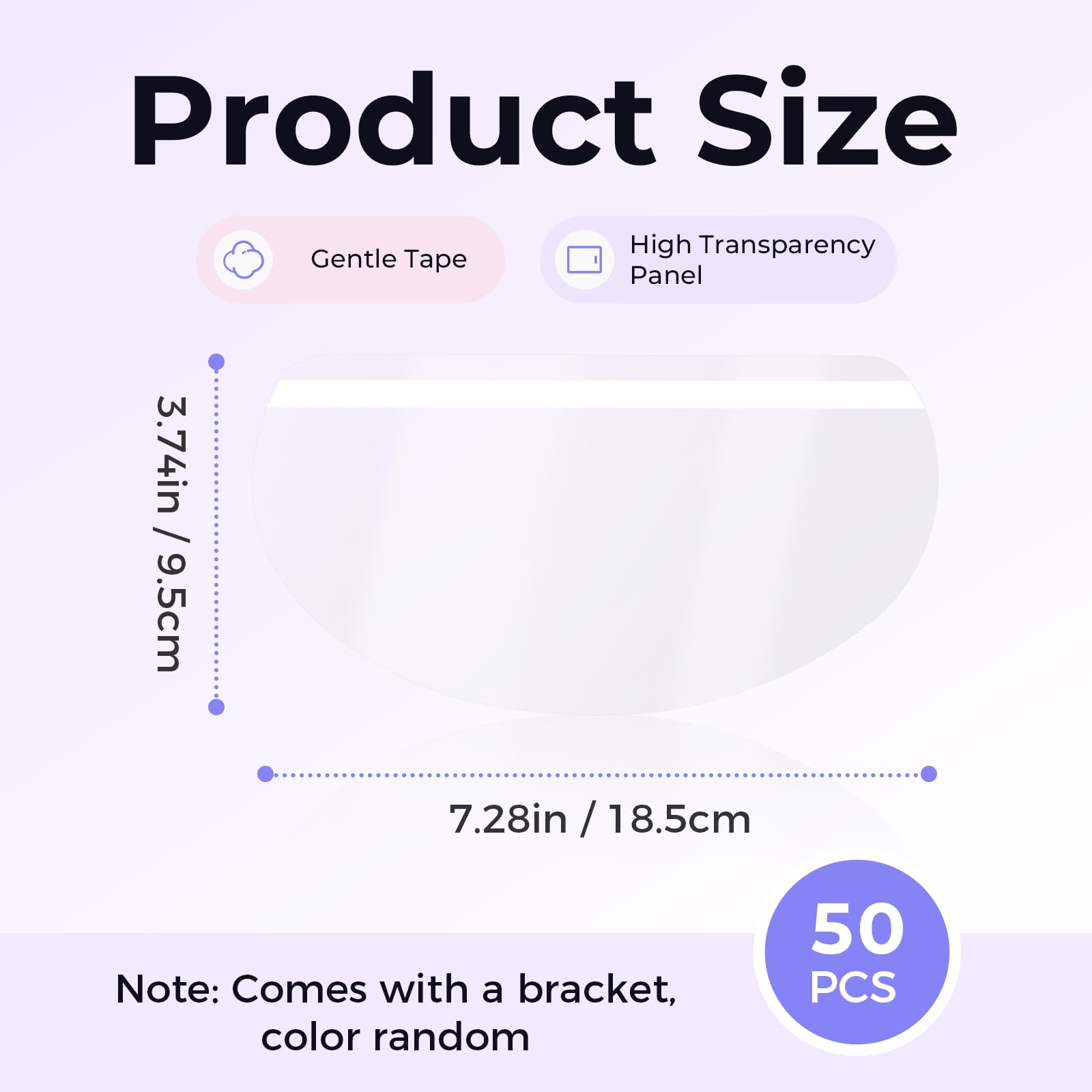 50 protectores faciales desechables con tira adhesiva, recortadora de flequillo transparente, protector de frente para el cabello, tinte para el cabello, suministros de peluquería
