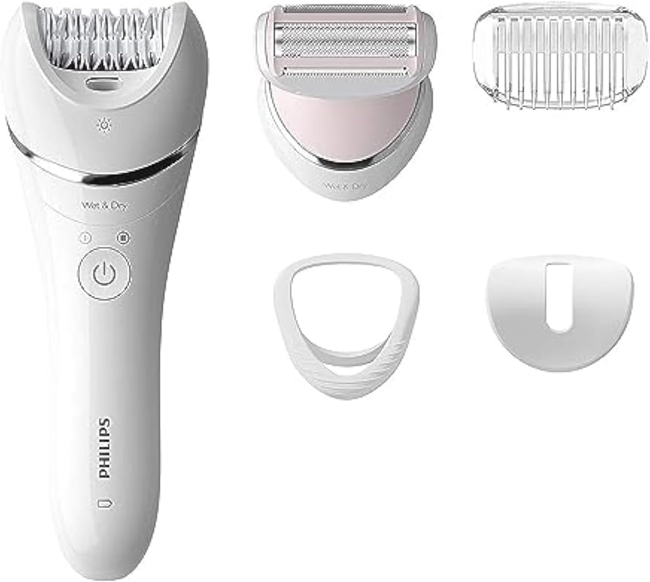 Epilator Series 8000.Wet And Dry Cordless Hair Removal For Legs And Body With 5 Accessories.Shaving Head And Trimming Comb. 3 Pin, Bre71001.