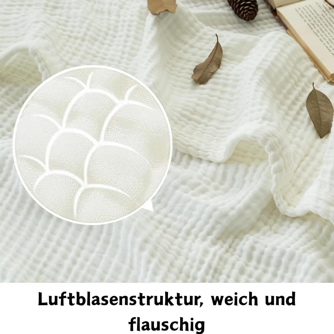 Sanfte Musselin Decke, 100% Natur Baumwolle Musselin Decke 150 x 200, Lightweight Breathable Leichte Sommerdecke as Cuddly Blanket, Bed, Couch Throw (3PC,150 * 200)