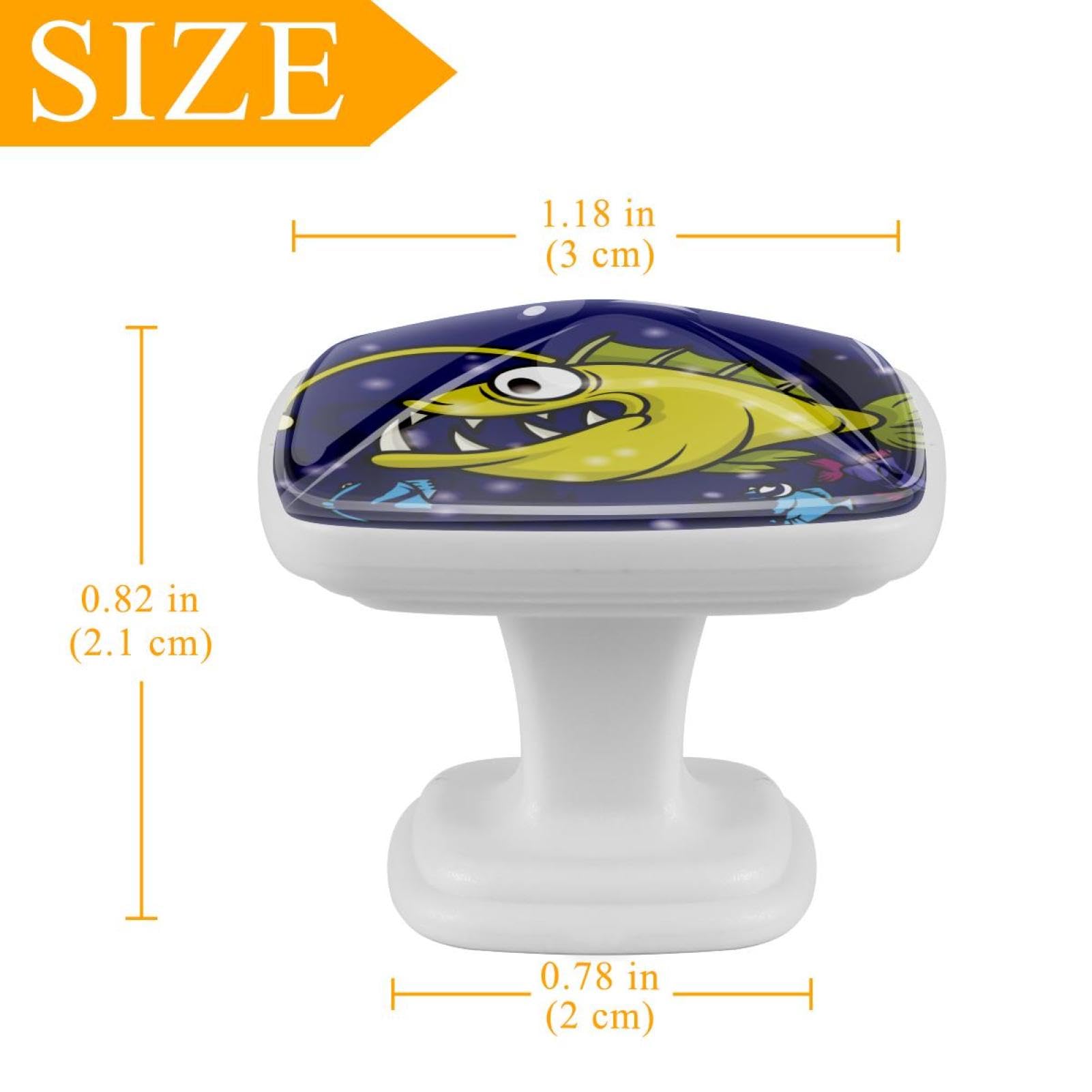 Cassetto quadrato moderno con viti (12 pz) giallo pescatore pesce