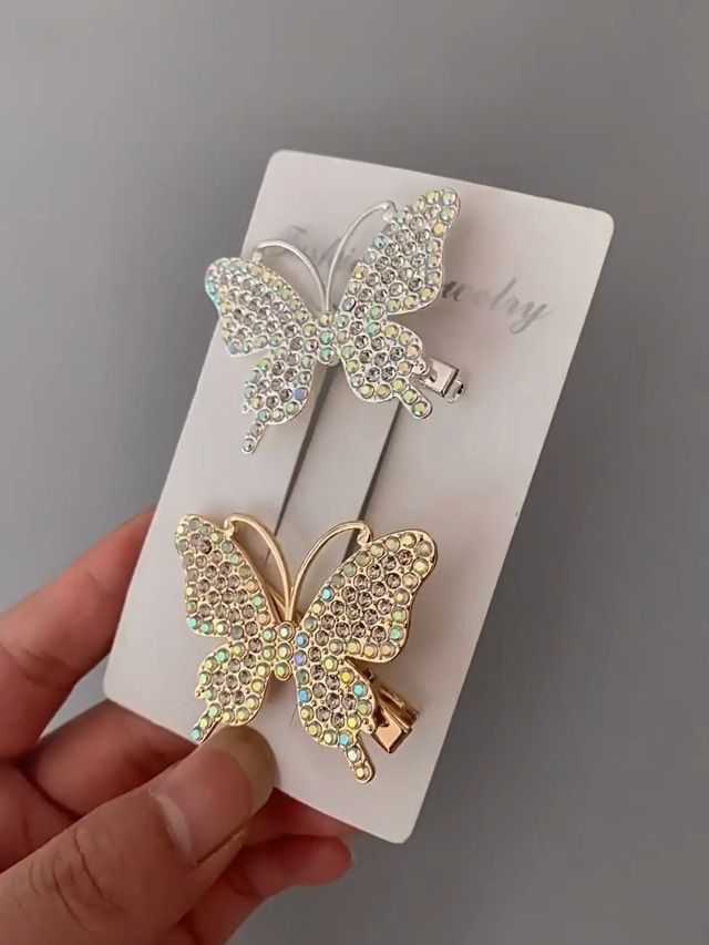 Amazon.com : BARTOSI Butterfly Hair Clips Sparkly Rhinestone 