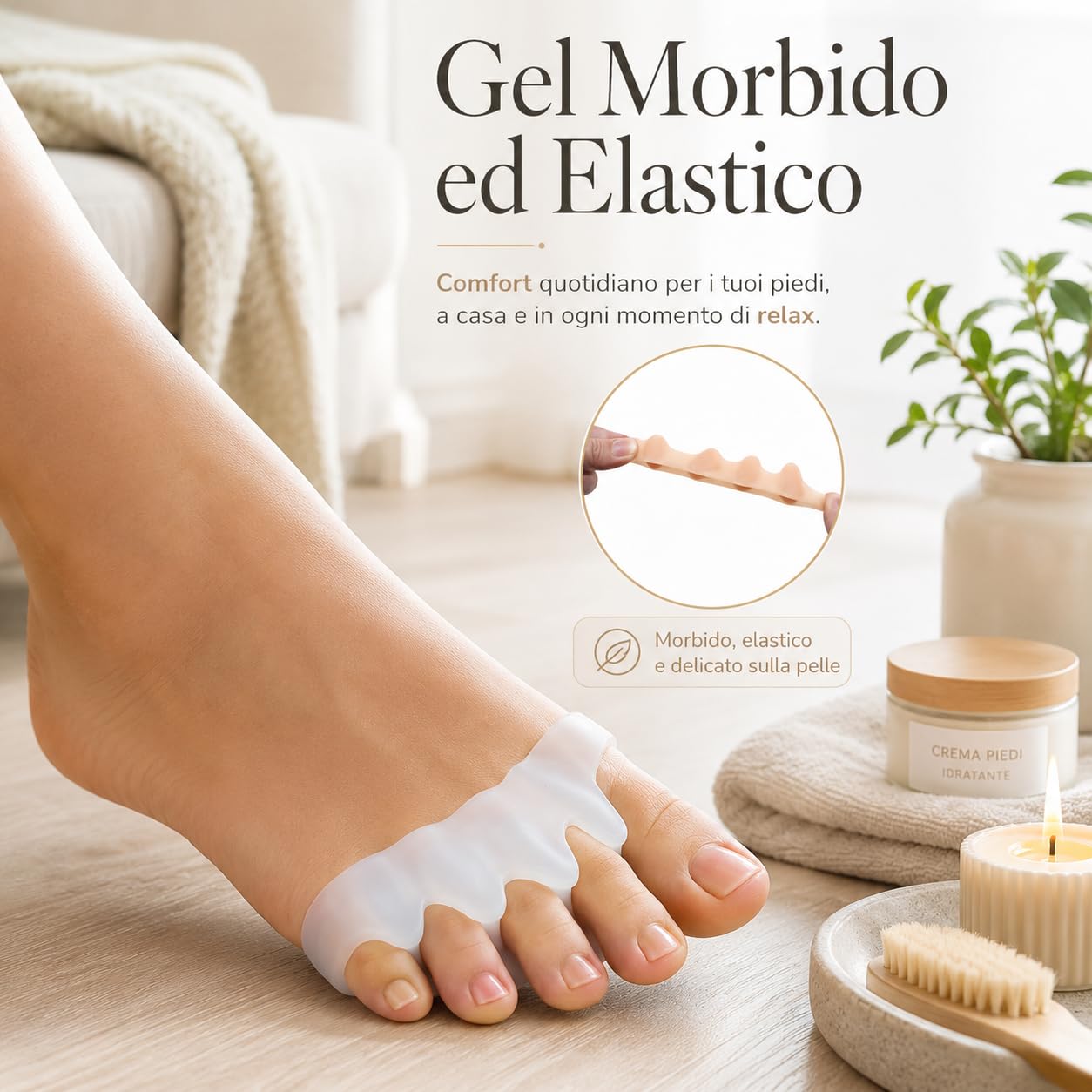 Distanfix Alluce Valgo Correttore Dita Piedi con Design a Cinque Fori Morbido Silicone per Comfort Camminata Yoga e Riposo (Bianco)