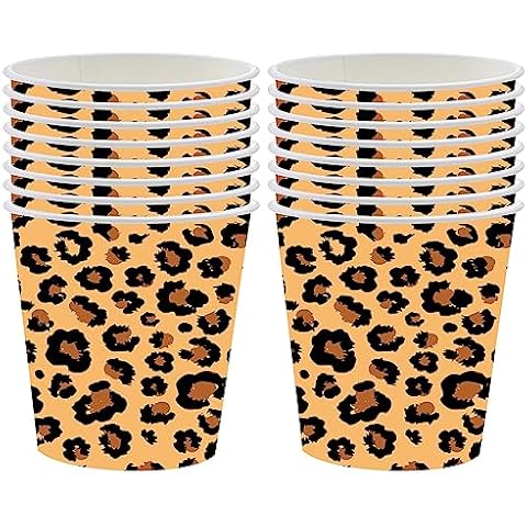 POPOYU 16Pcs Leopard Print Party Cups Cover