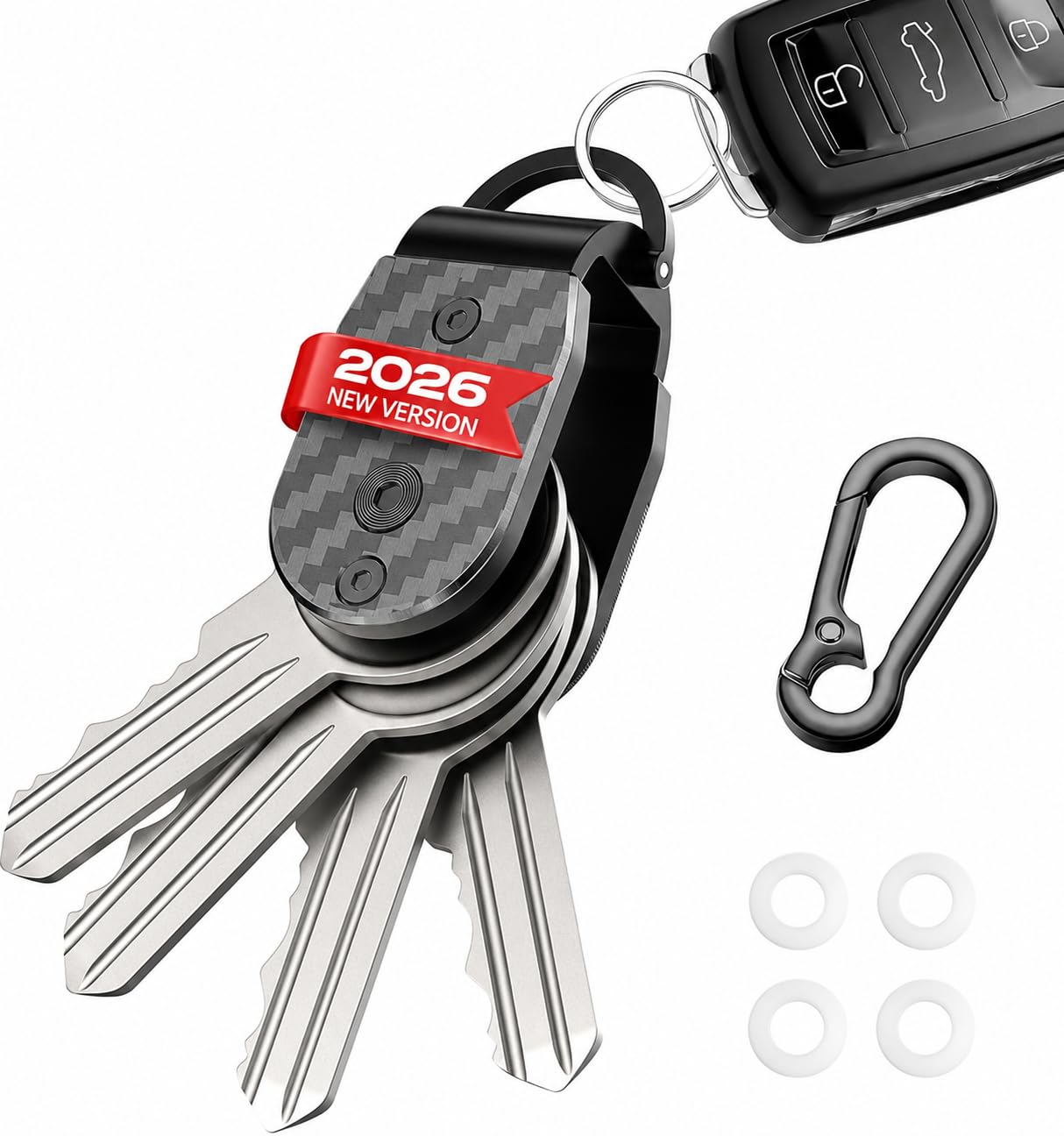 QEG Key Organizer,Keyholder Keychain, Compact Metal Key Case, Minimalist Key Fob,Keychain For Men,Holds 2-6keys