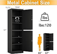 Vista 3 de Ckzbk - Armario de almacenamiento, 67 pulgadas, con bloqueo de herramientas, casilleros para escuela, dormitorio, gimnasio, oficina en casa, entrada