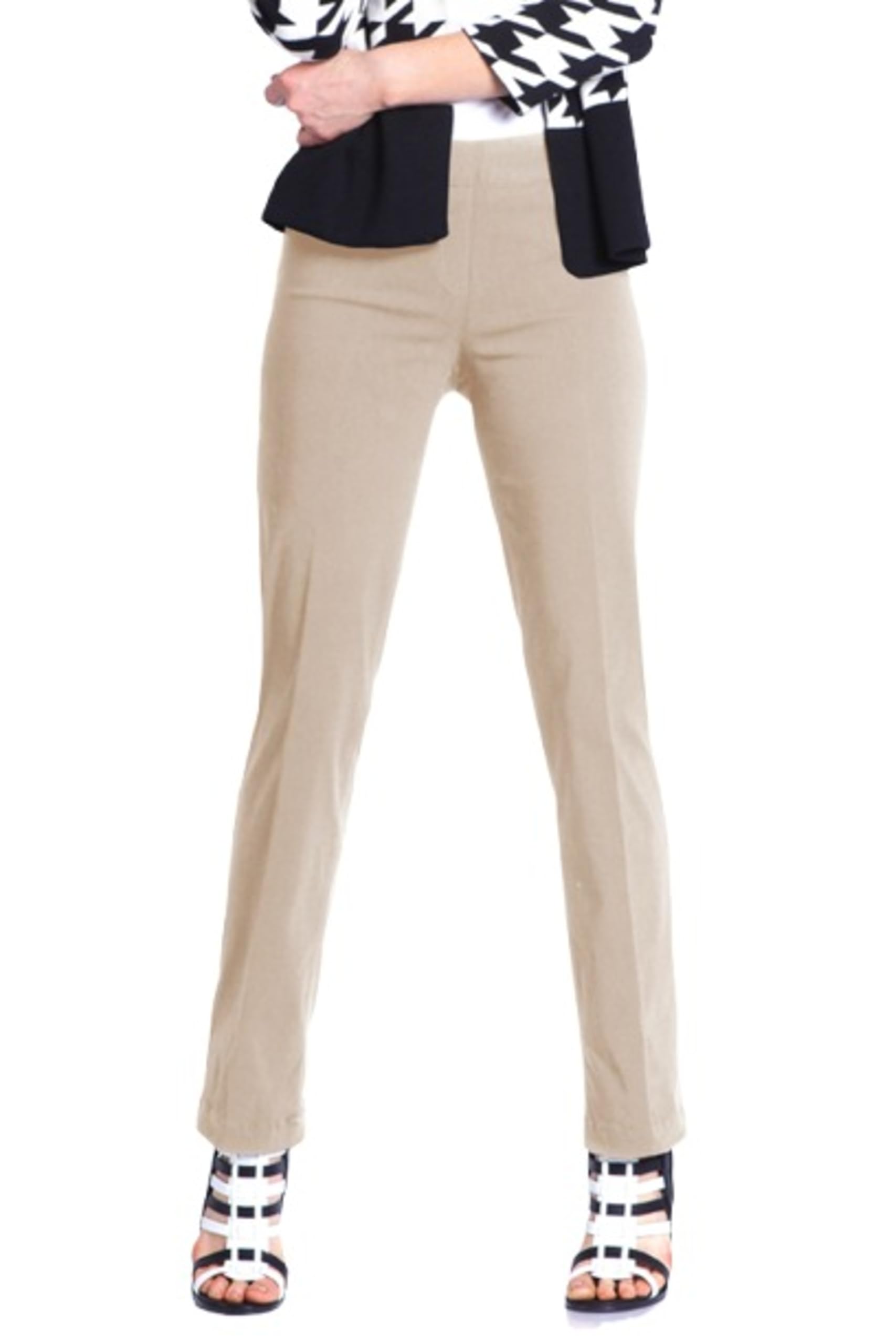 SLIM-SATION Women's Wide Band Pull-on Relaxed Leg Pant with Tummy Control