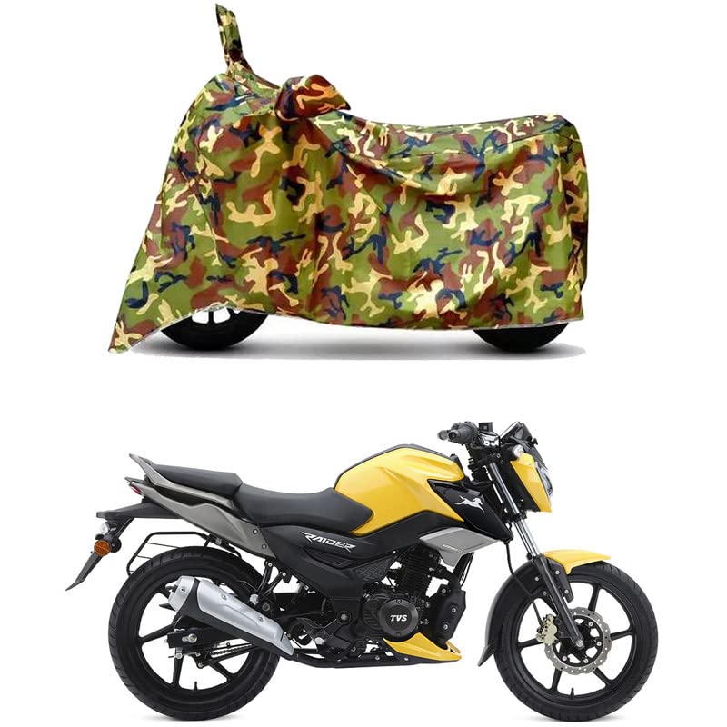 Image of Waterproof 100% PVC Coated Full Bike Scooty Two Wheeler Body Cover Compatible for TVS Raider /UV-Rays /Heat Protection /Birds Dropping /Scratchproof /Dust Proof /All Varients[6X6 Jungle Print]