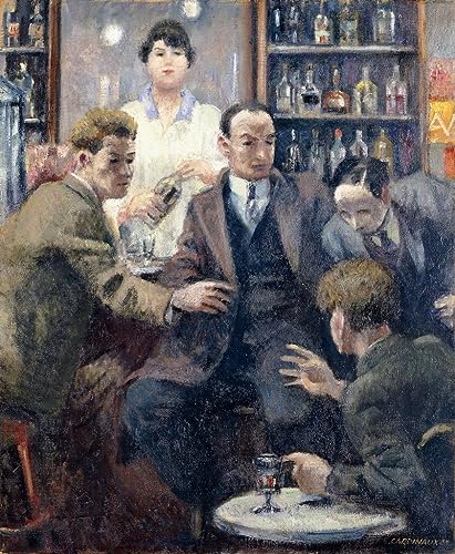 Discussion dans un bar impression d'art sur toile Emil Cardinaux 50 x 70 cm