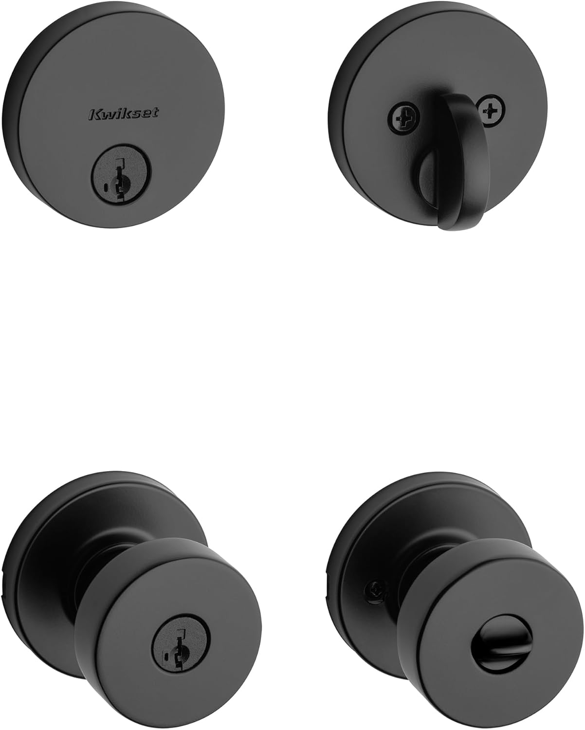Kwikset 991 Pismo Keyed Entry Knob and Single Cylinder Deadbolt Combo Pack Featuring SmartKey in Matte Black Kwikset 991 Pismo Keyed Entry Knob and Single Cylinder Deadbolt Combo Pack Featuring SmartKey in Matte Black