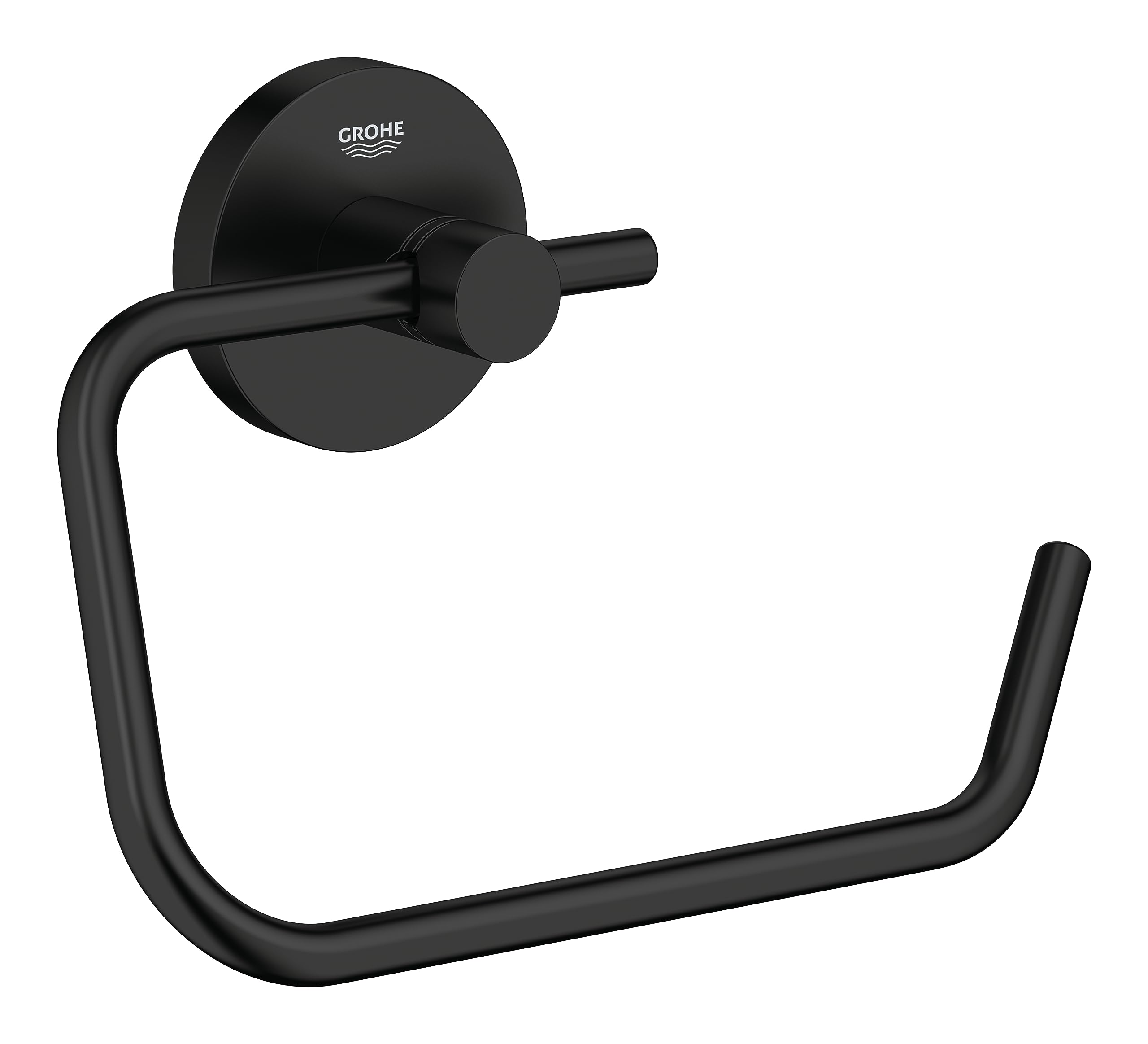 GROHE Start QuickFix Portarotolo carta igienica senza coperchio e QuickGlue A1 (metallo, viti e tasselli inclusi, colla rapida facile da montare), Matt Black, 412002430