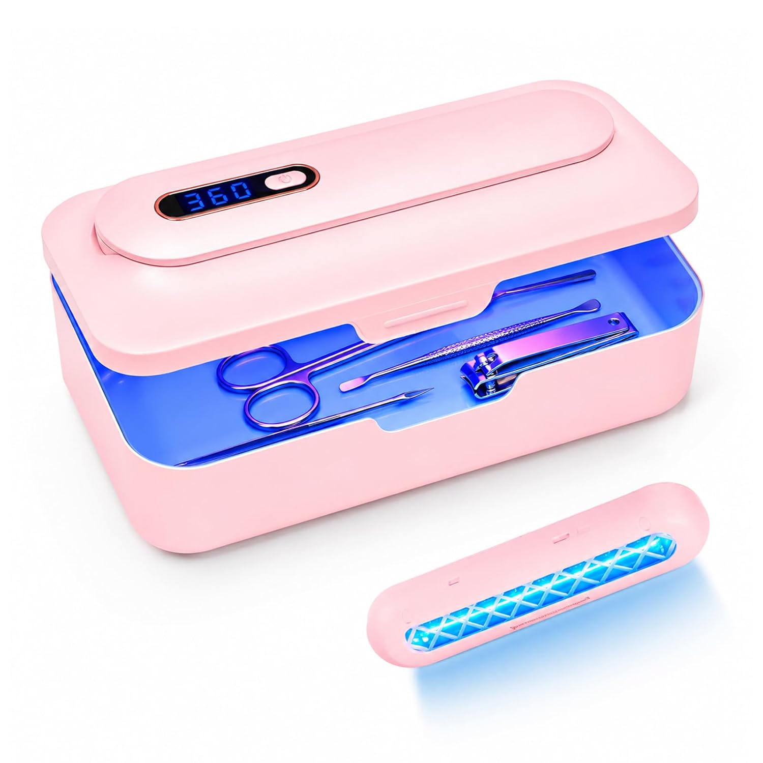 Portable Nail Tool Cleaning Box, Plastic Deep Clean Machine,Pink