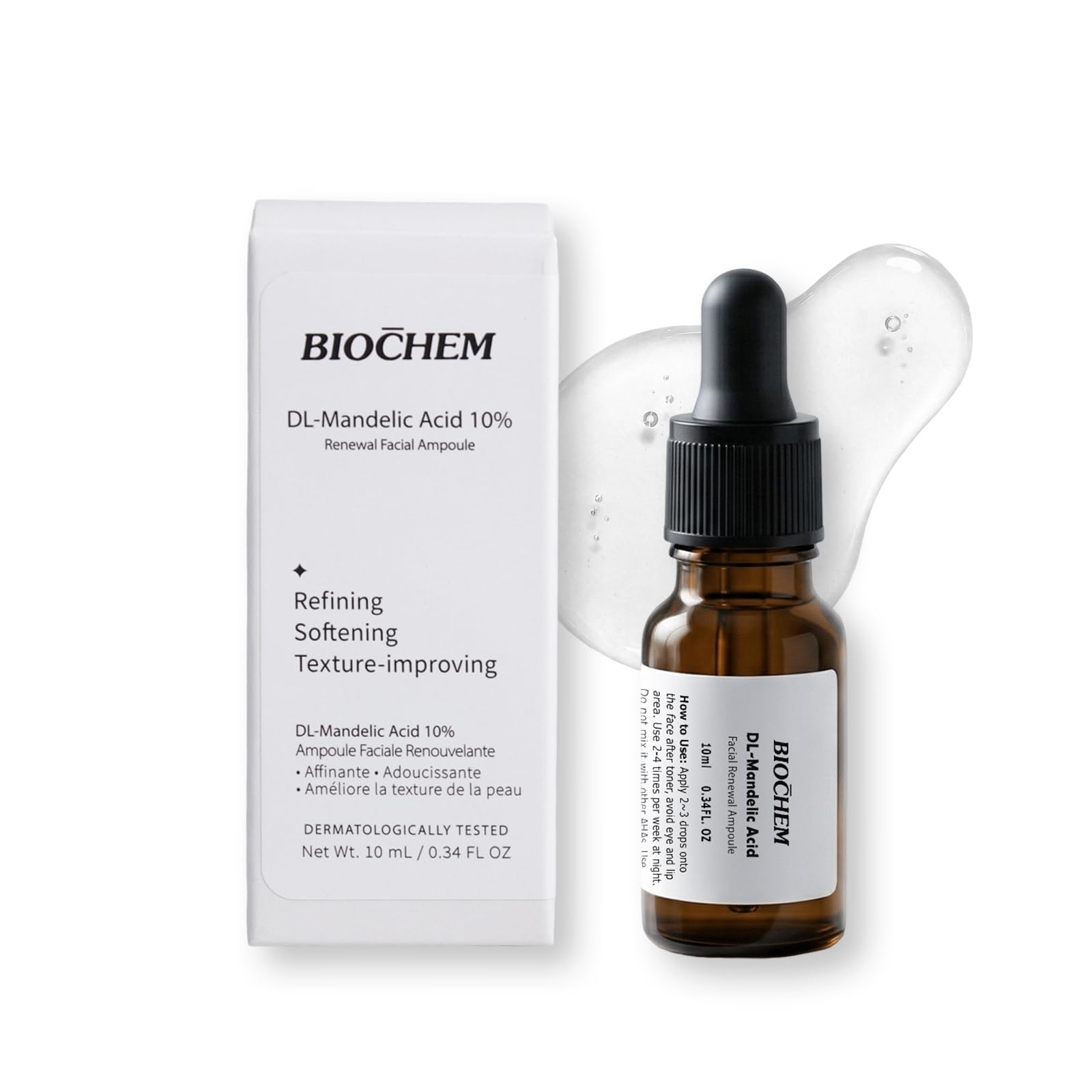 BIOCHEM DL-Mandelic Acid 10% Renewal Ampoule- 0.34 Fl.Oz/10 mL, Travel Size Repair and Renewal(Mini)