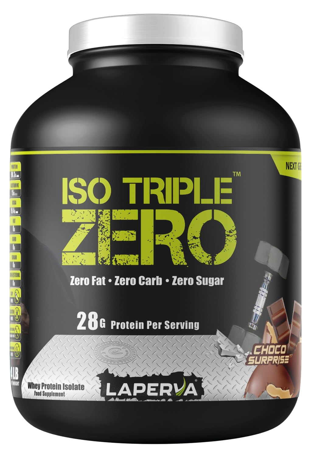 Laperva Isolated Whey Protein Powder - ISO TRIPLE ZERO - 28g Protein in 30g Serv– Zero Fat, Carbs & Sugar – Protein Supplements for Weight Loss & Muscle Gainer (Choco Surprise, 4 LB) Choco Surprise 4 LB