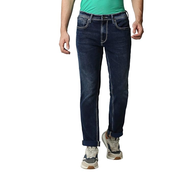 Pepe Jeans Men's Mid Rise Cash Straight Fit Mid Waist Jeans