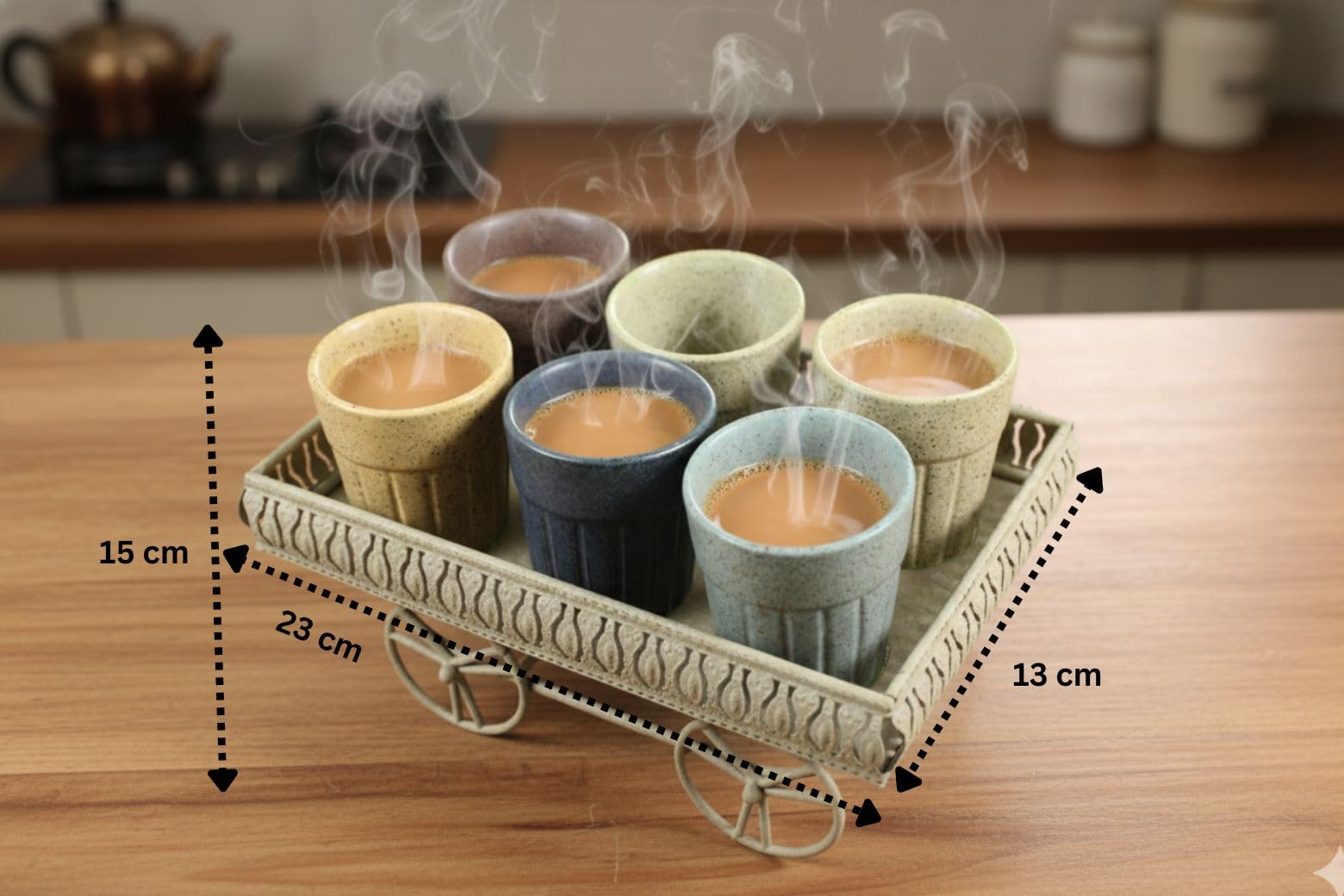 Buy Tea Thela Cart with Kulhad Collection | Dhaba Style Kulhar Tea