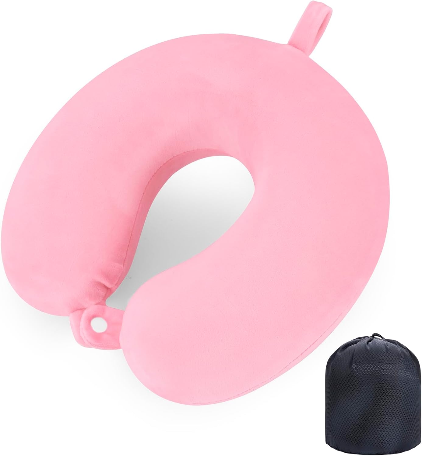 WENGX Travel Pillow Neck Pillow Memory Foam Travel Pillows Head Support Cushion for Airplane Train Car Office Travel Essential Flight Pillows for a Long Hauls Sleeping Rest (Pink)