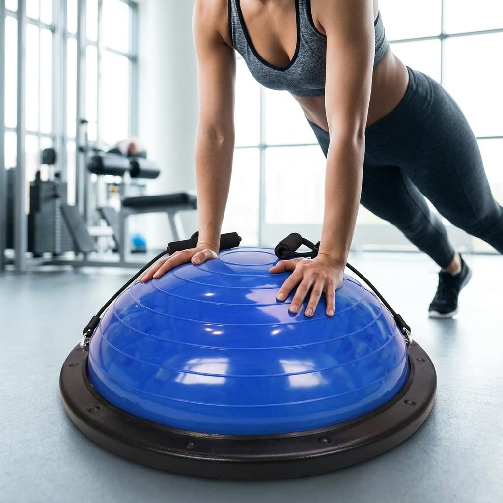 TISHITA Balón Ejercicio con Base para Entrenamiento Núcleo con Superficie Texturizada Antislizante para Pilates y en Estudio Doméstico para Fortalecer Piernas