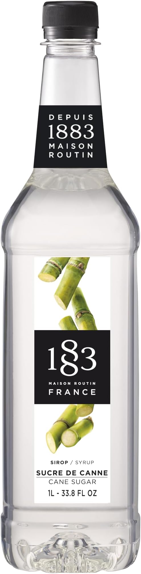 1883 Maison Routin Premium Cane Sugar Syrup for Cocktails, Mocktails, Coffee & Iced Tea - Vegan-Friendly, Allergen-Free, No Artificial Colours or Preservatives - 1L PET Bottle